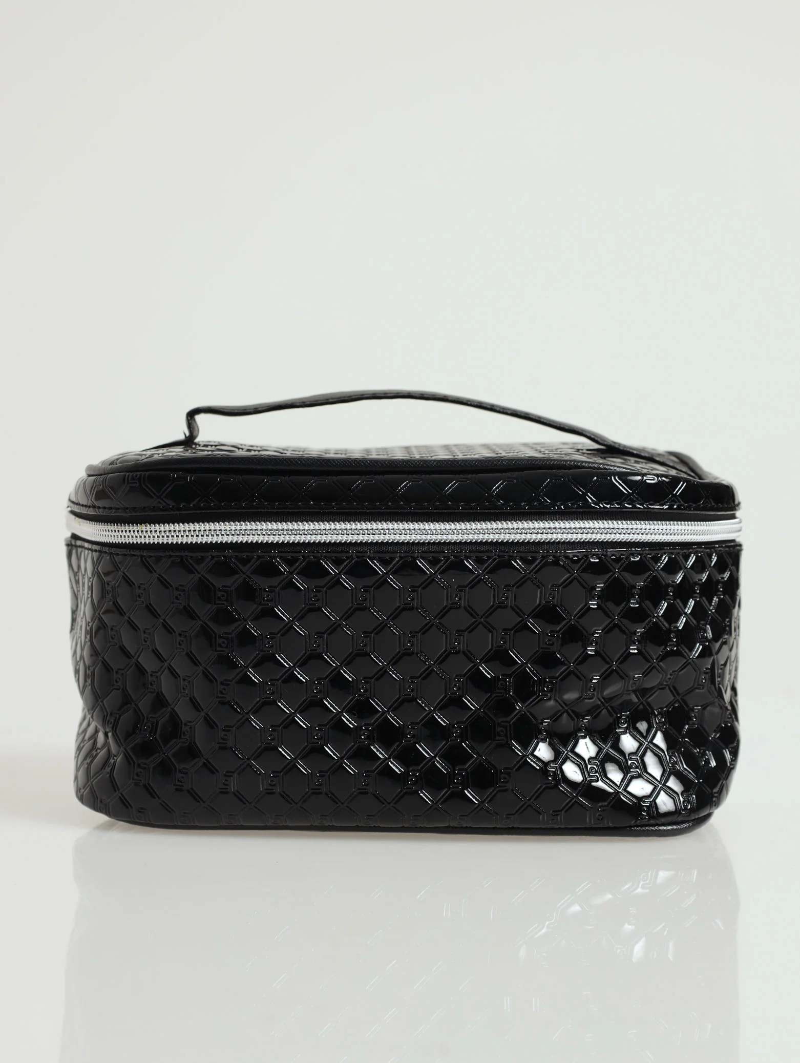 Embossed Monogram Cosmetic Bag - Black