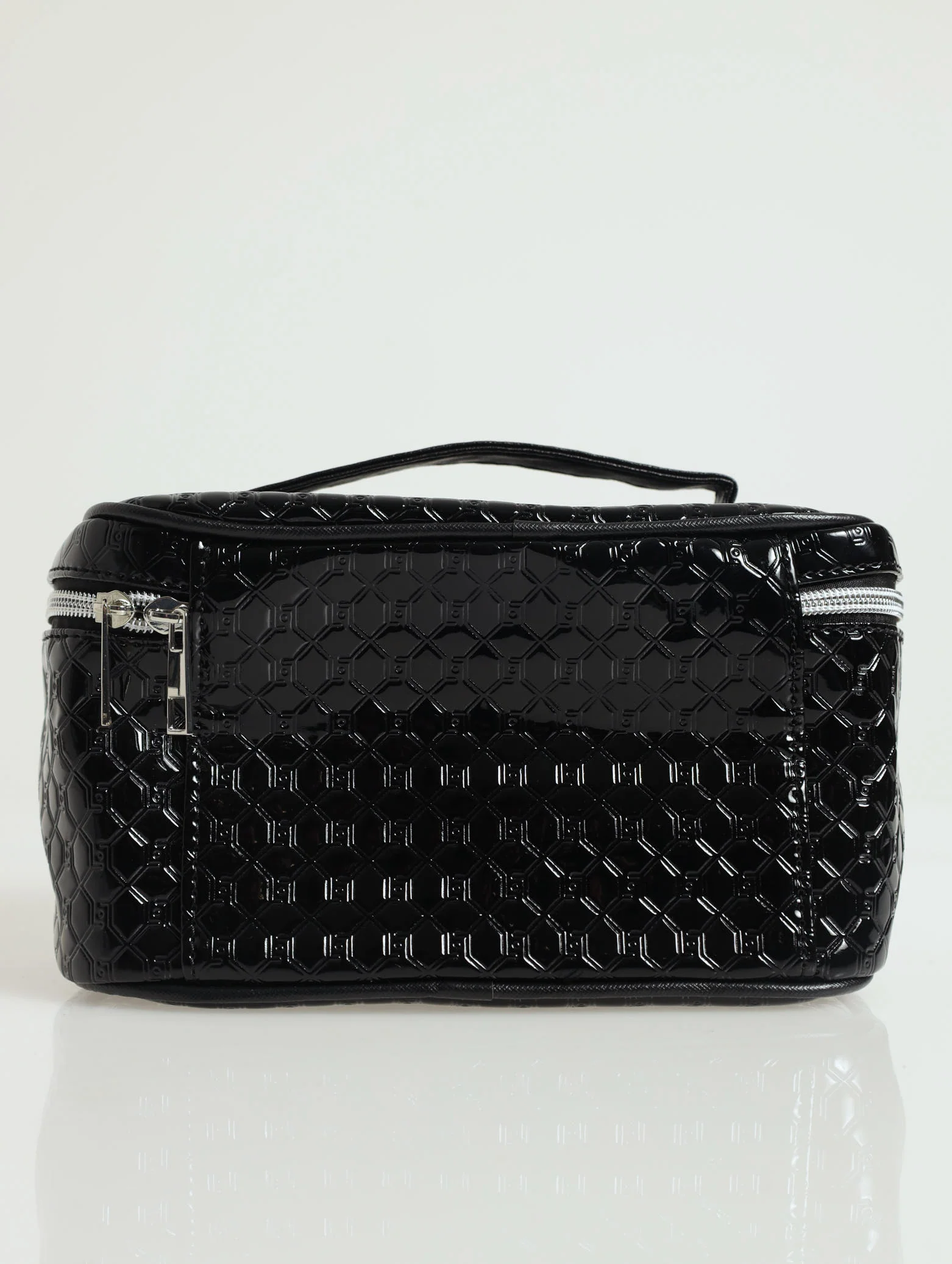 Embossed Monogram Cosmetic Bag - Black - Image 3