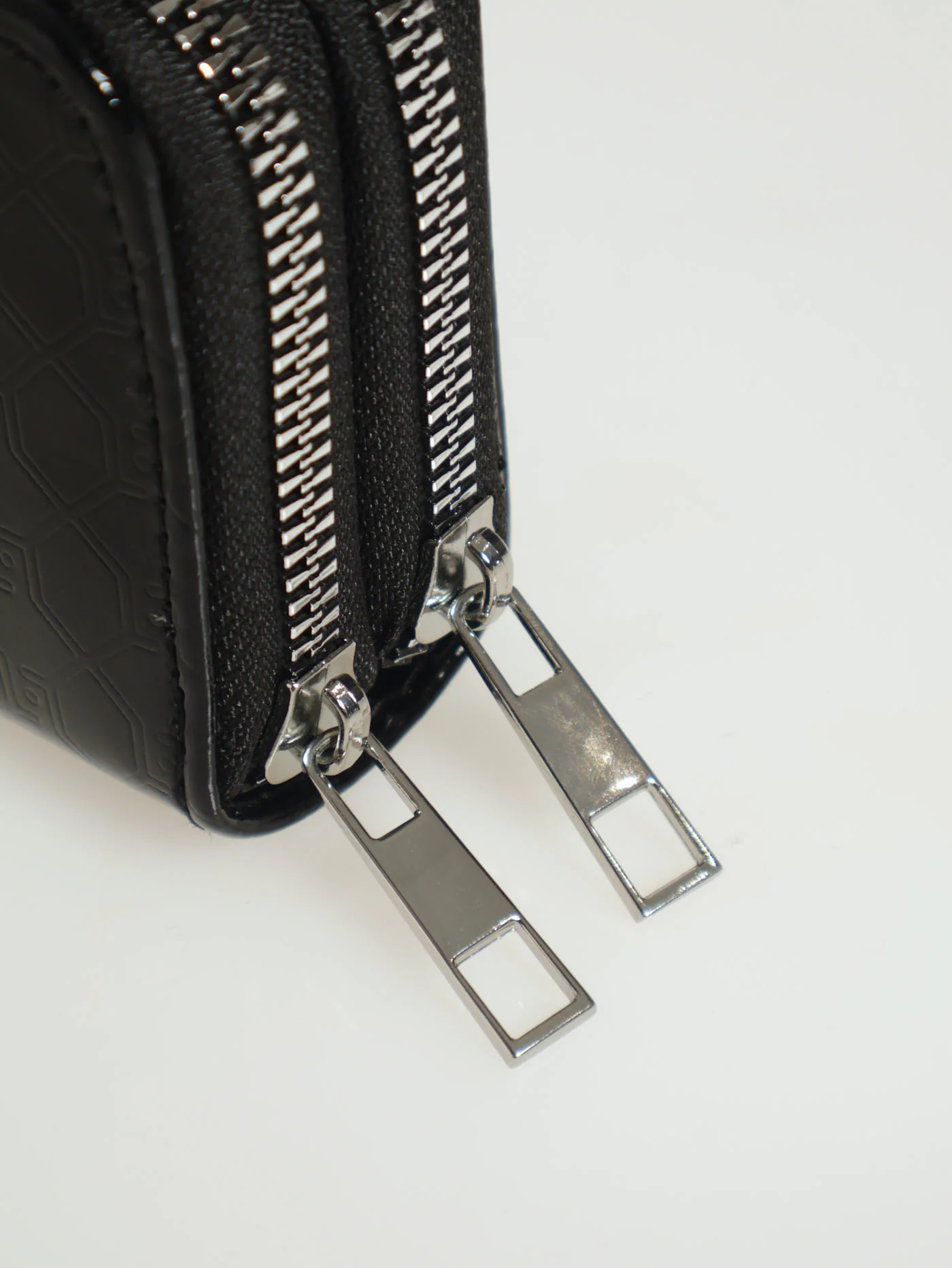 Embossed Monogram Double Zip Wallet - Black - Image 4