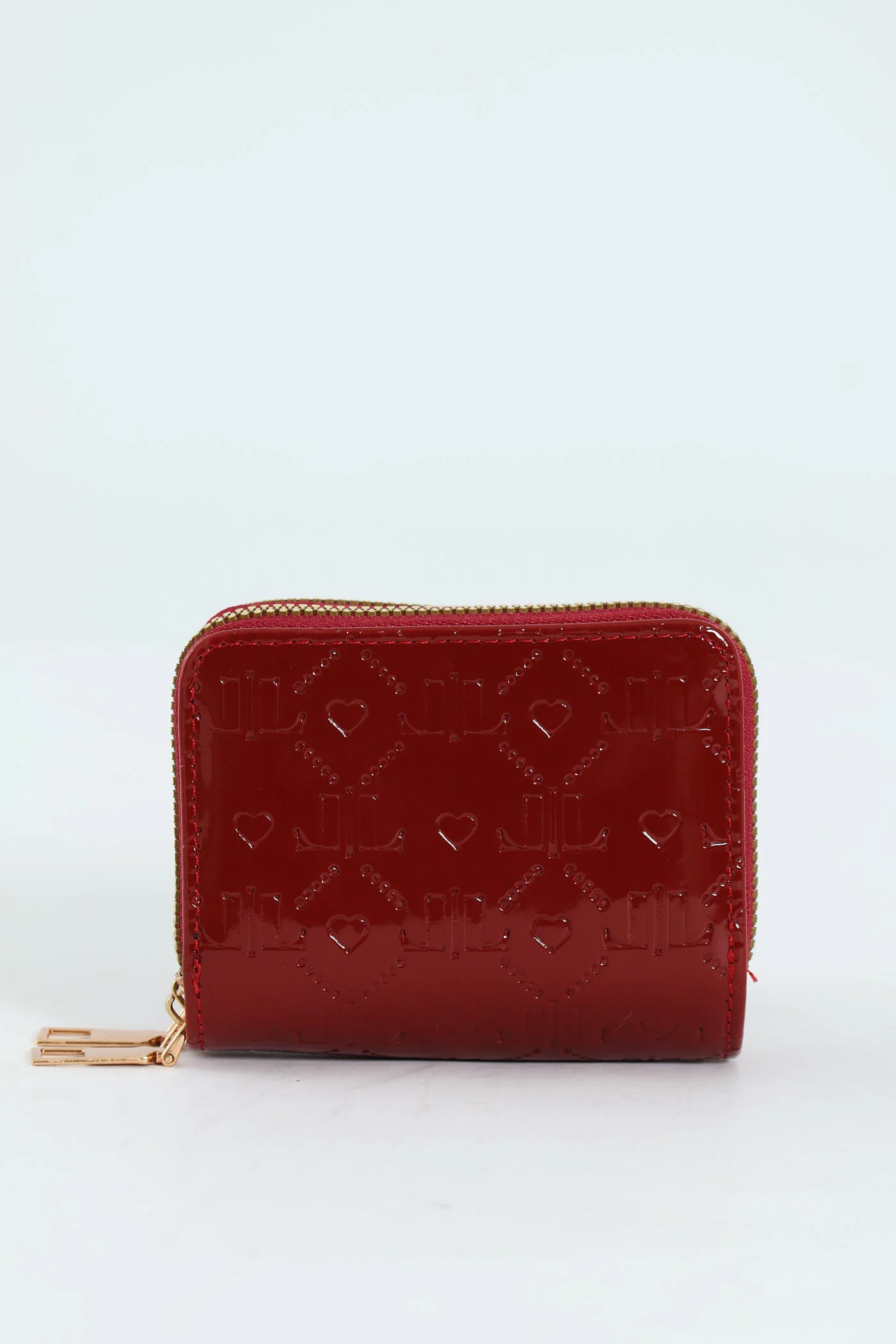 Embossed Monogram Double Zip Wallet - Burgundy