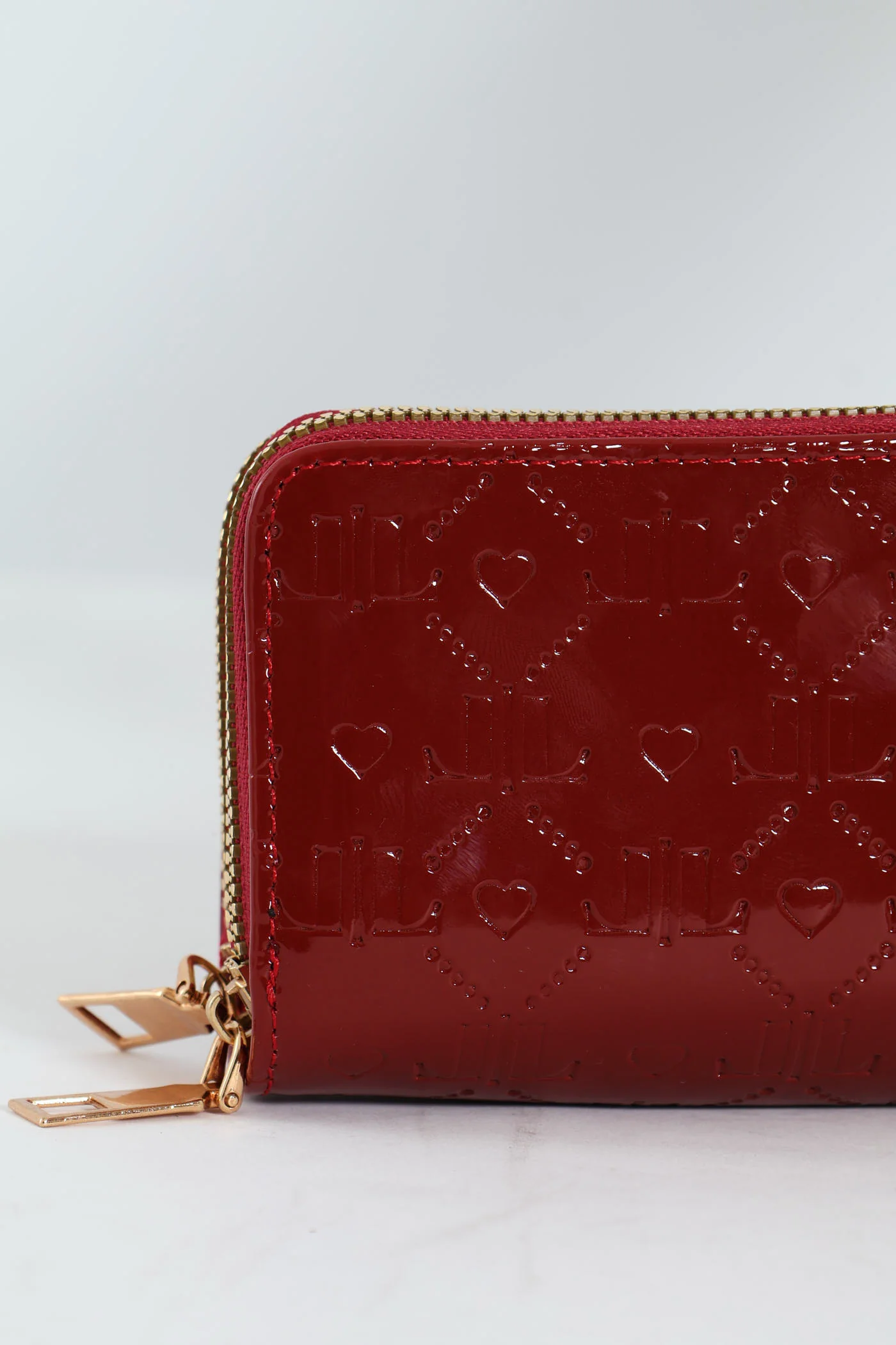 Embossed Monogram Double Zip Wallet - Burgundy - Image 3