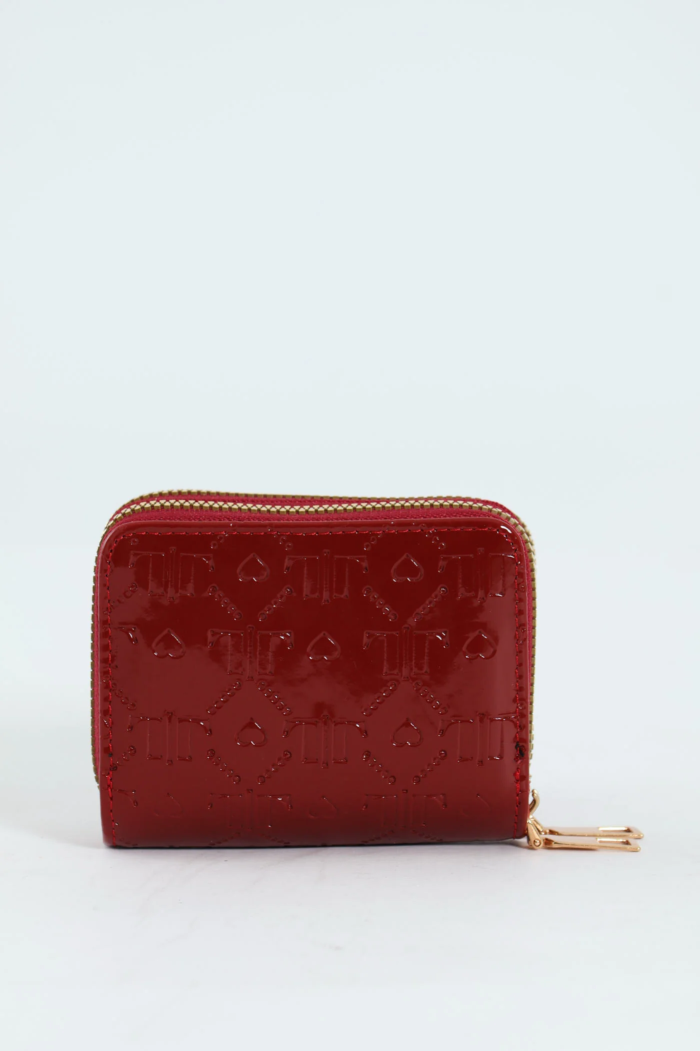 Embossed Monogram Double Zip Wallet - Burgundy - Image 4