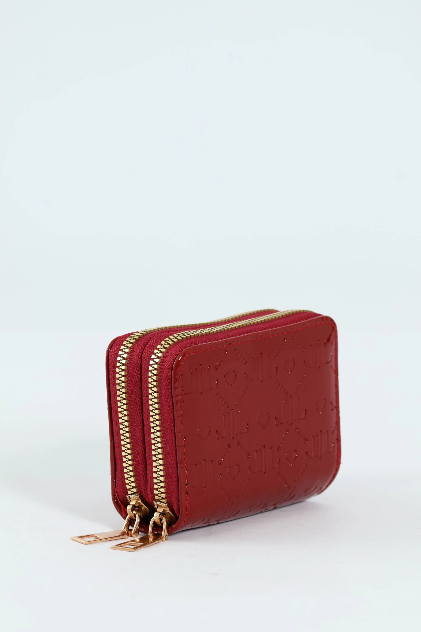 Embossed Monogram Double Zip Wallet - Burgundy - Image 5