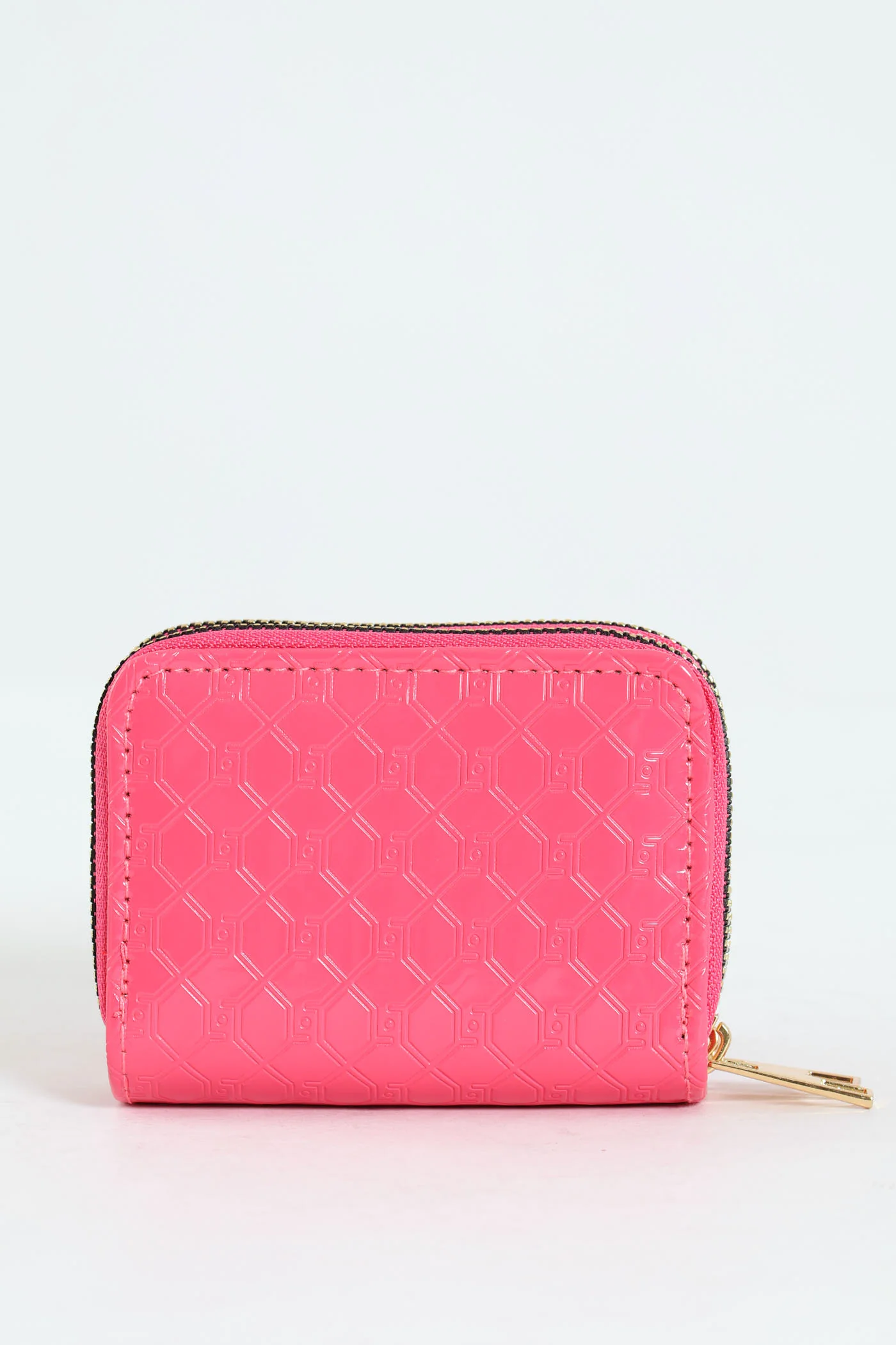 Embossed Monogram Double Zip Wallet - Pink - Image 3