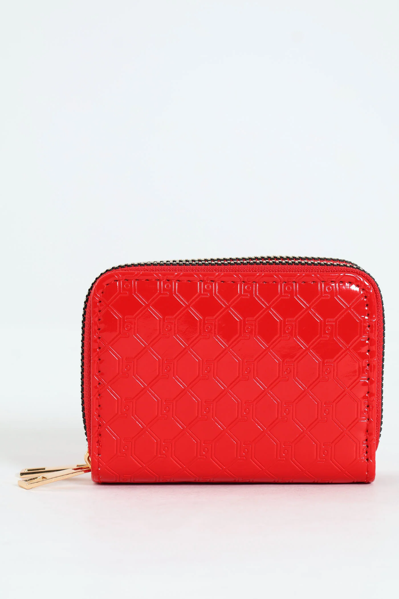 Embossed Monogram Double Zip Wallet - Red - Image 4