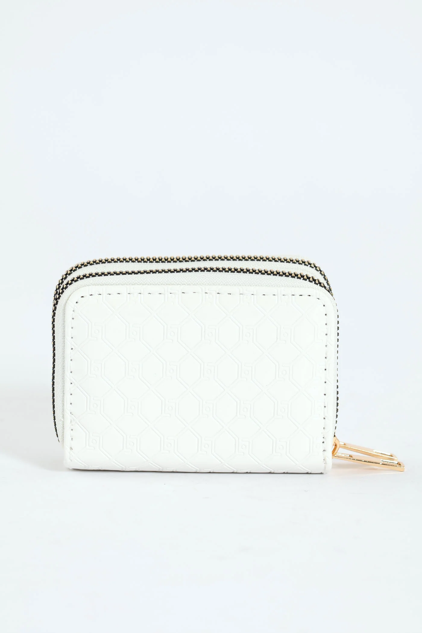 Embossed Monogram Double Zip Wallet - White - Image 4