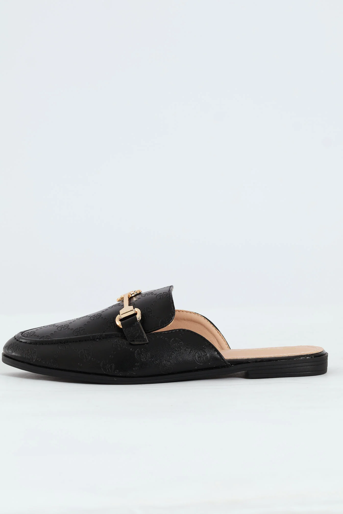 Embossed Monogram Link Trim Push In Loafer  - Black