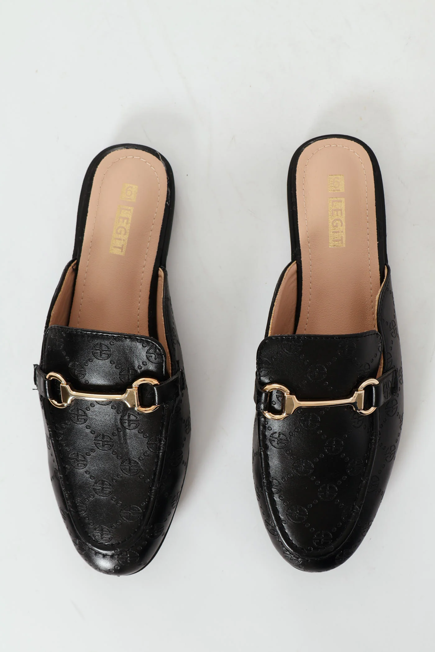 Embossed Monogram Link Trim Push In Loafer  - Black - Image 2