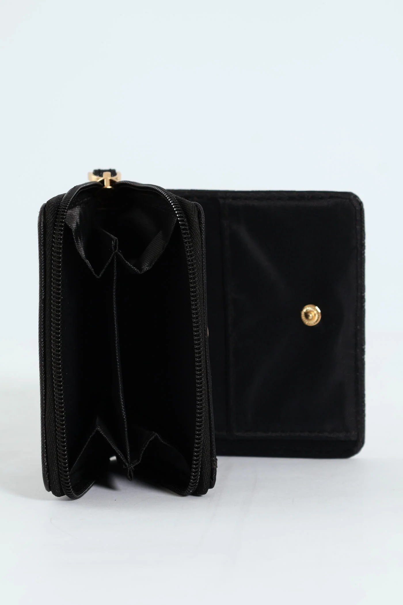 Embossed Monogram Single Zip Compartment Wallet - Black - Image 2