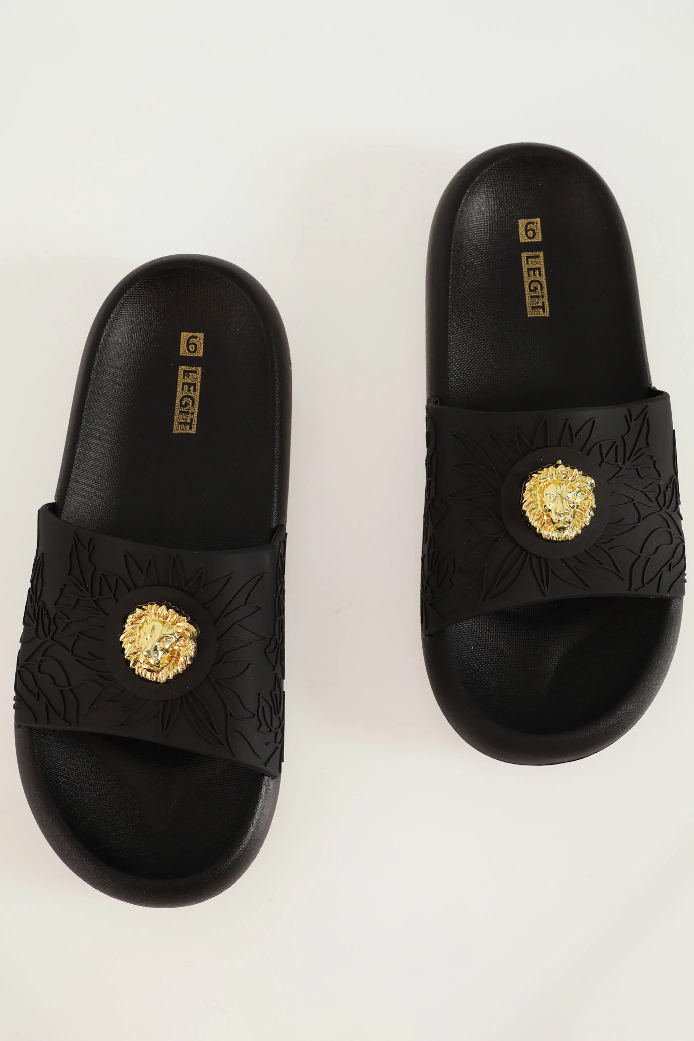 Embossed Slide With Trim - Black