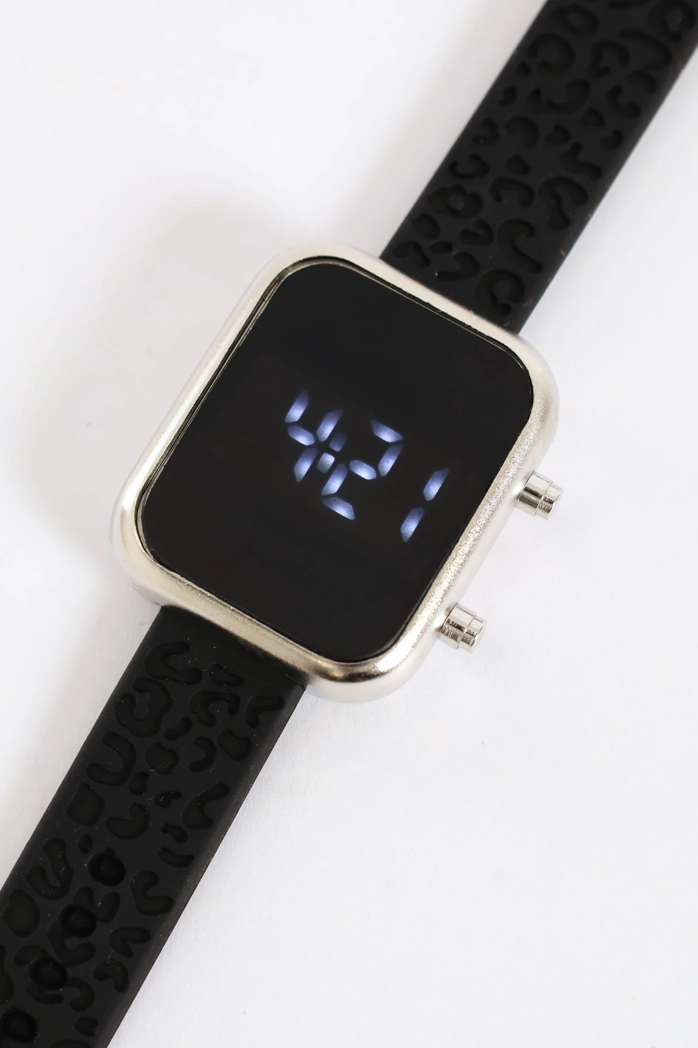 Embossed Strap Digital Watch - Black - Image 2