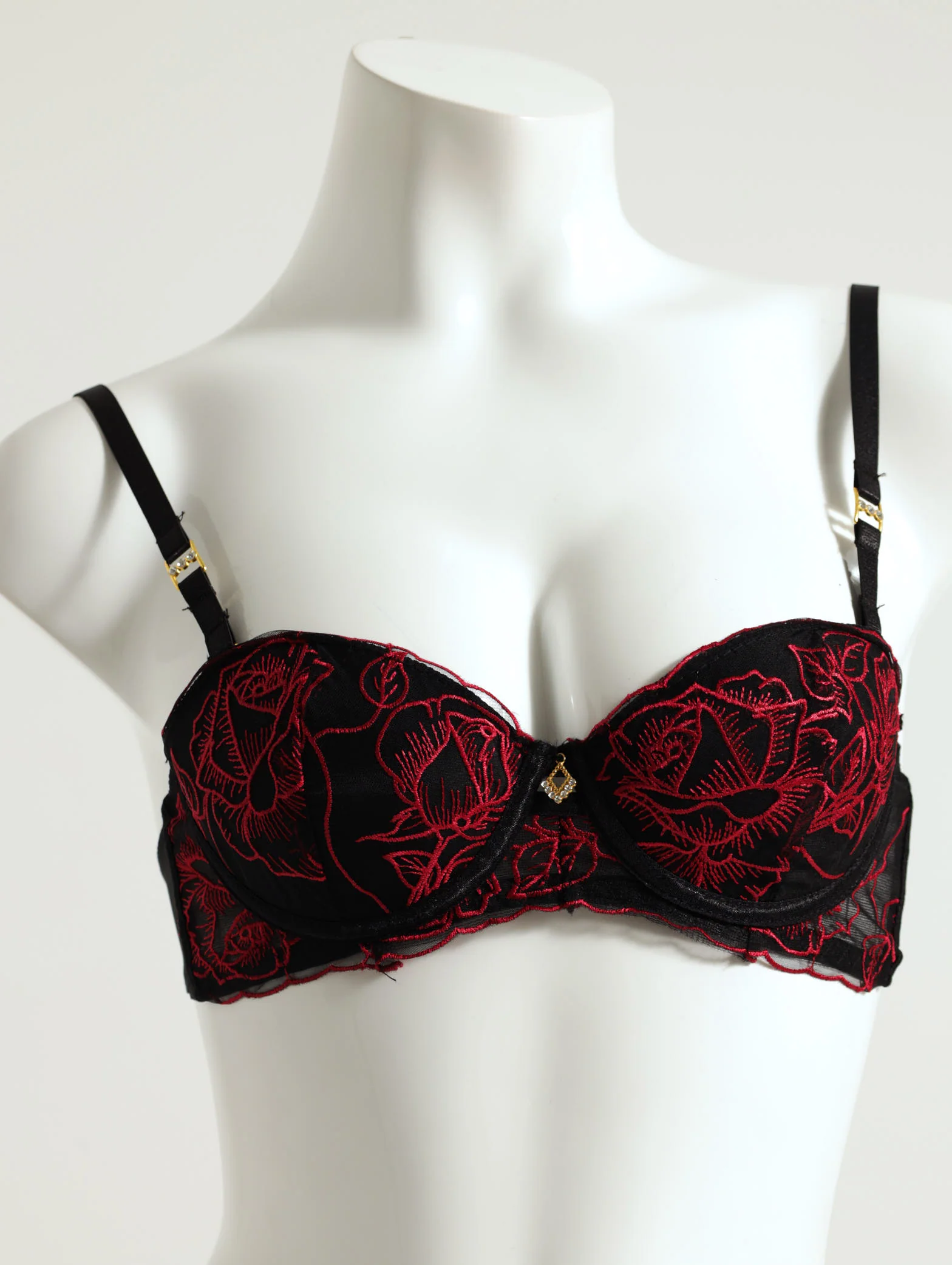 Embroidered 2-Tone Padded Balconette Bra
