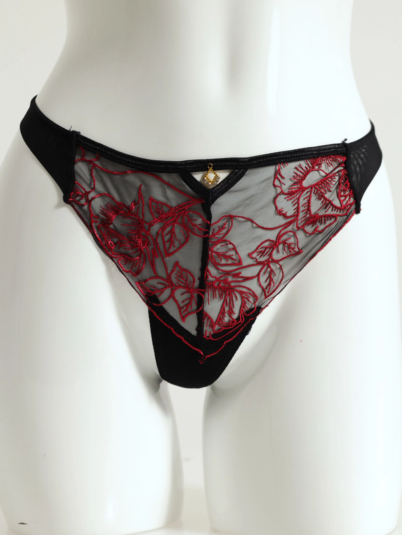 Embroidered 2-Tone Thong