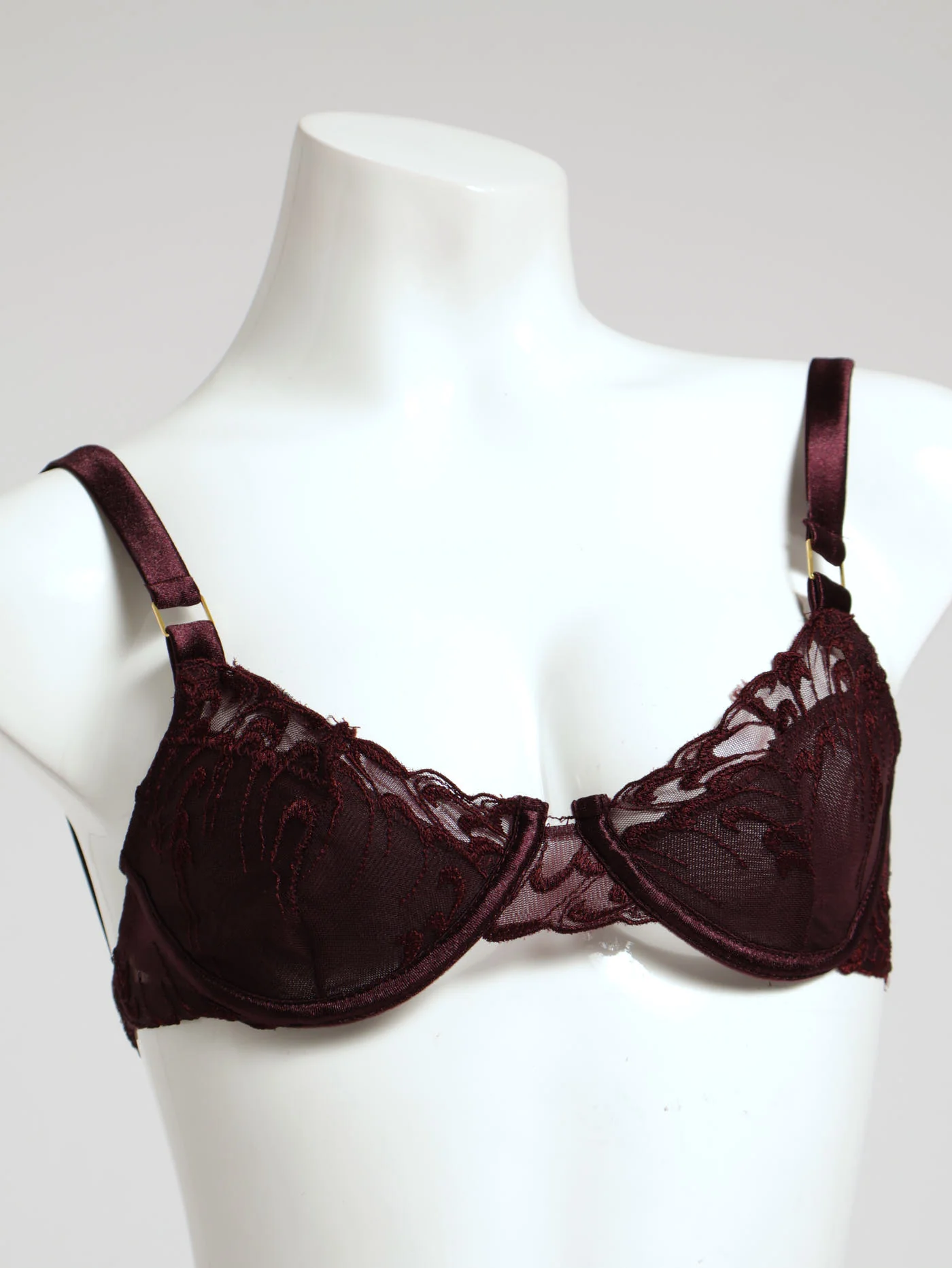 Embroidered Mesh Non-Padded T-Shirt Bra - Purple