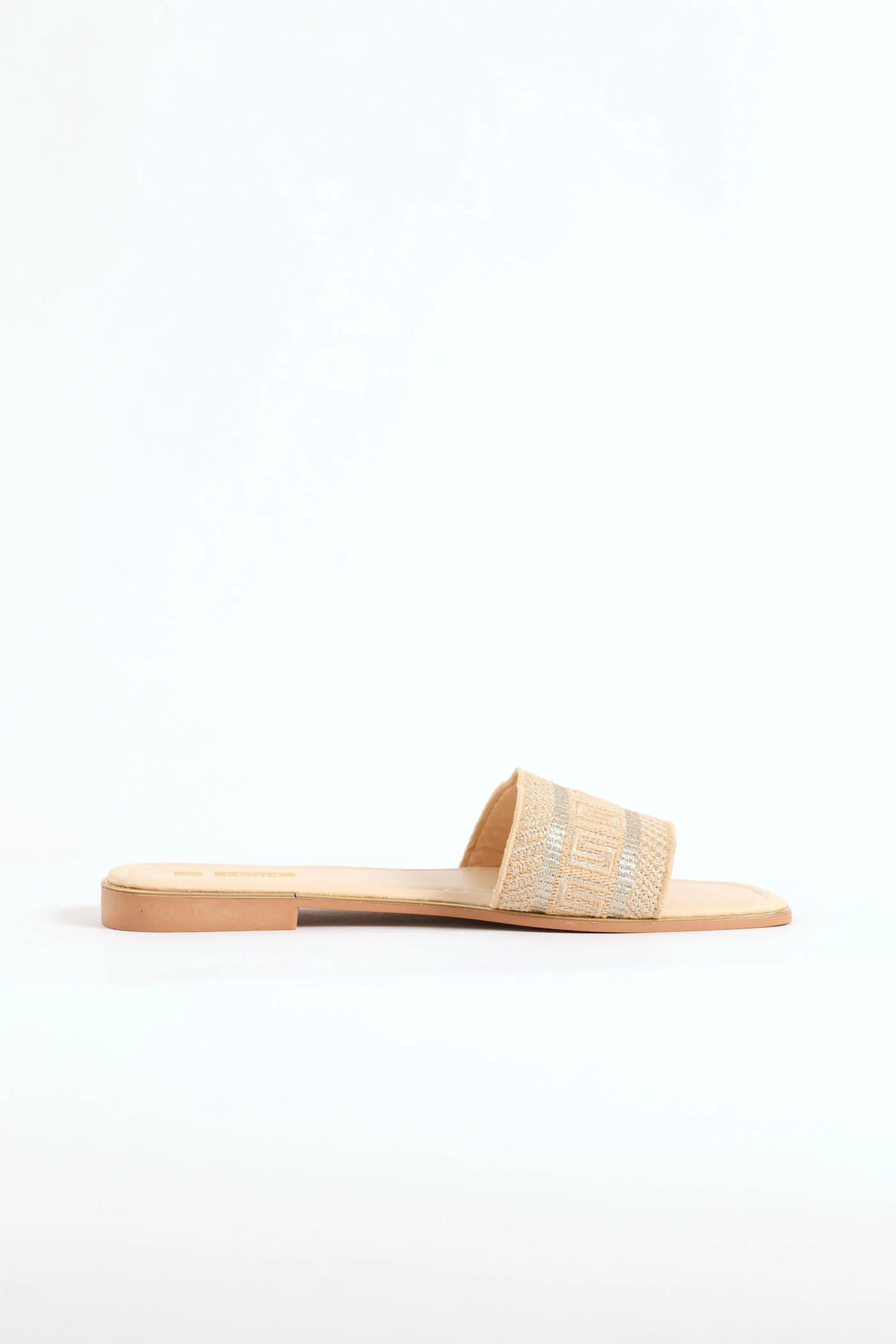 Embroidered One Strap Sandal - Champagne - Image 4