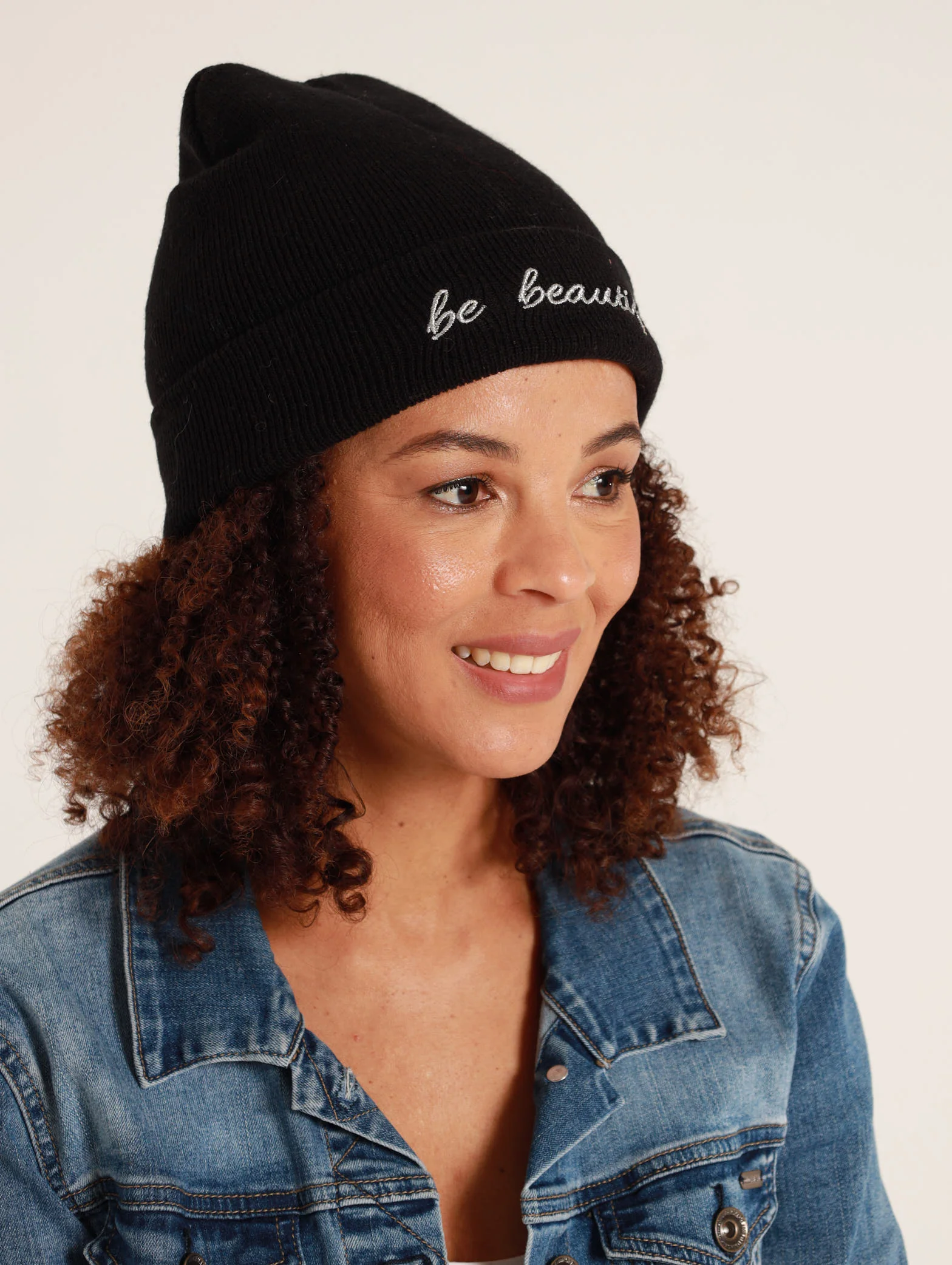 Embroidered Slogan Beanie - Image 2