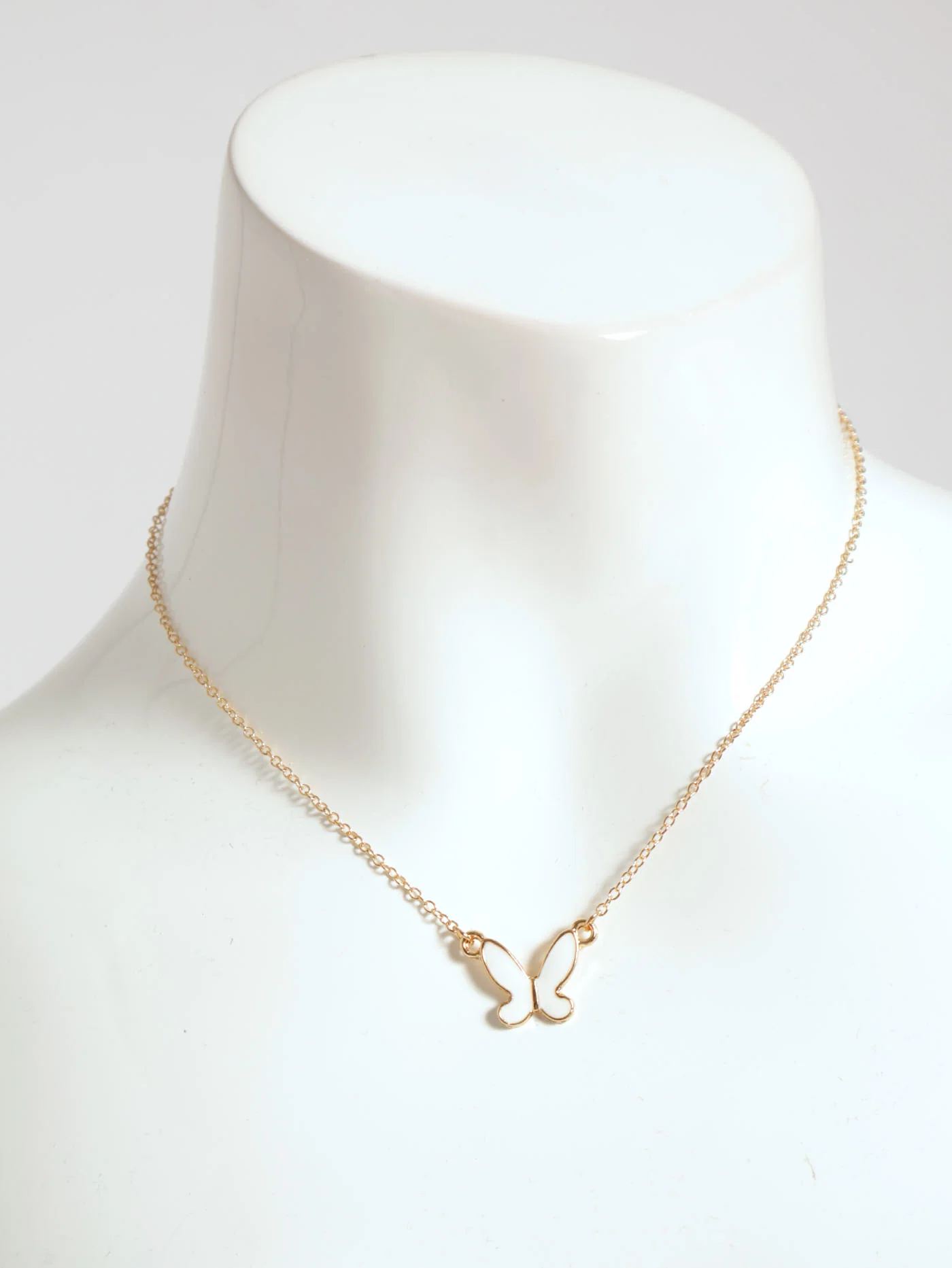 Enamel Butterfly Necklace & Earring Set - Gold - Image 4