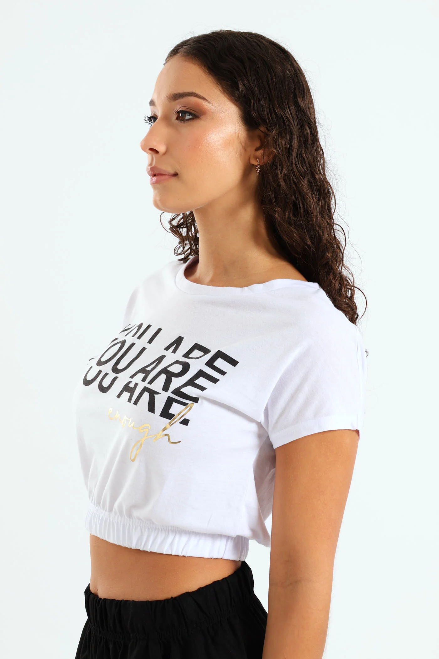 Enough Elastic Waist Screen Tee - White - Image 2
