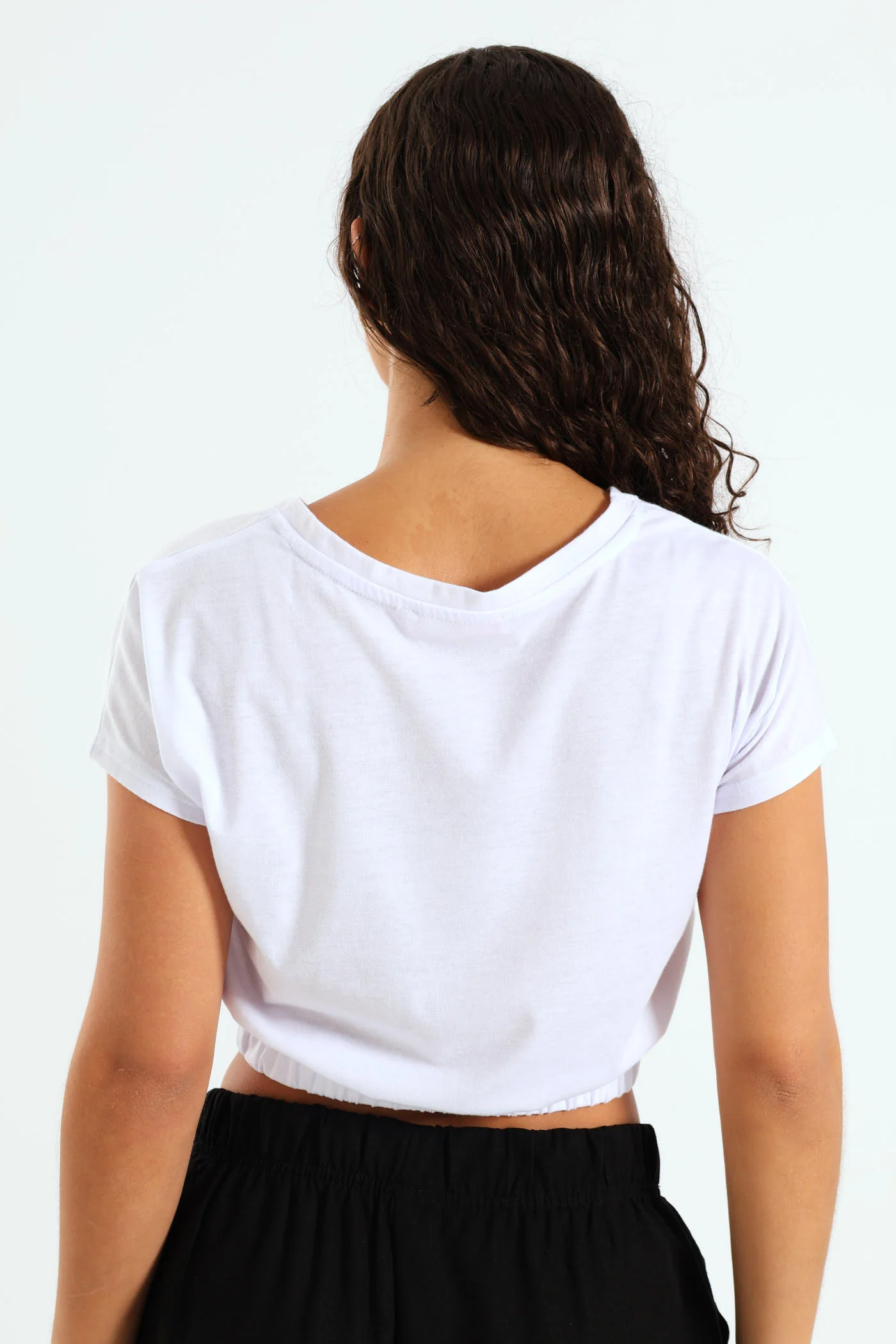 Enough Elastic Waist Screen Tee - White - Image 3