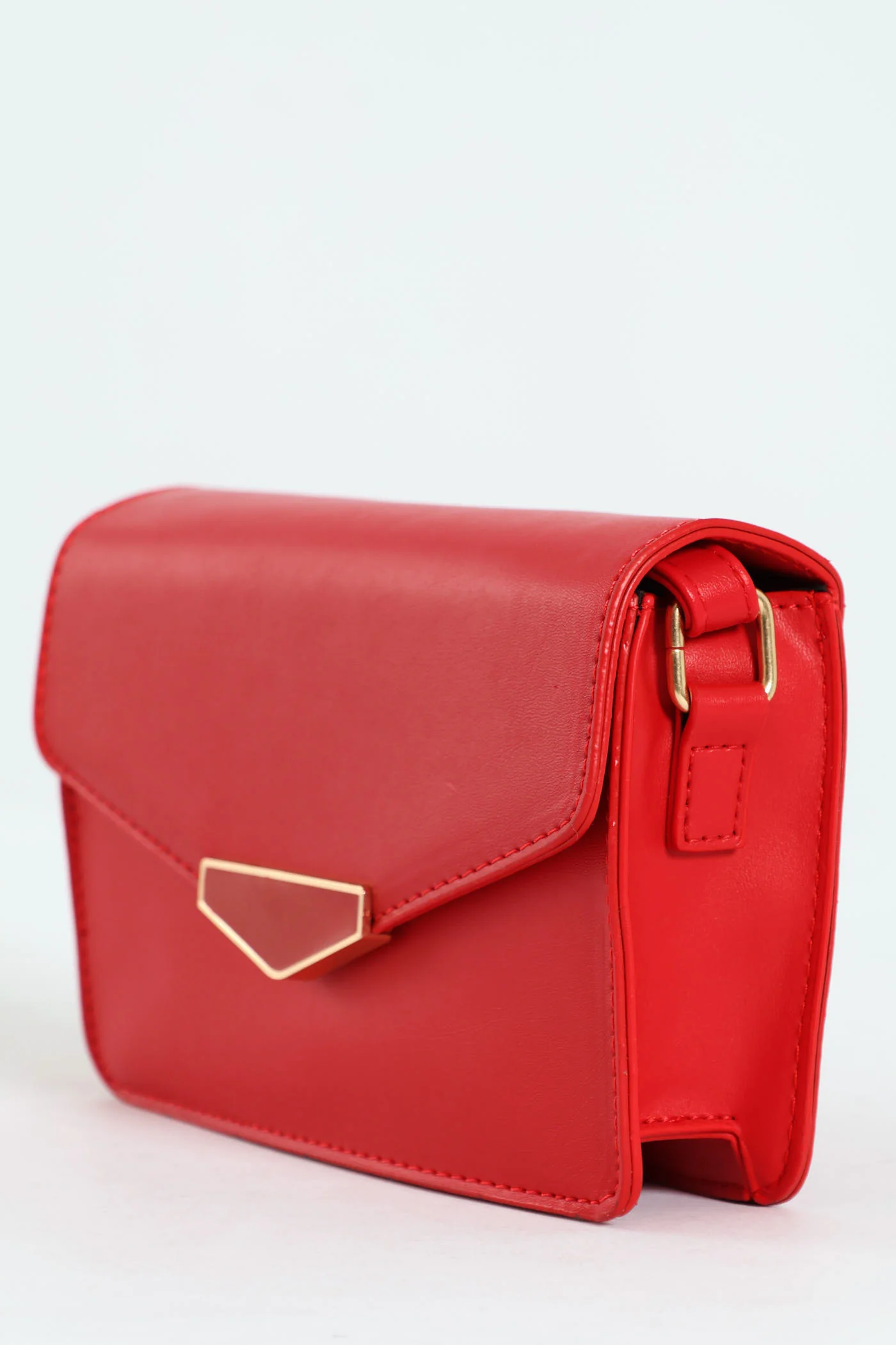 Epoxy Clasp Front Satchel Bag - Red - Image 2
