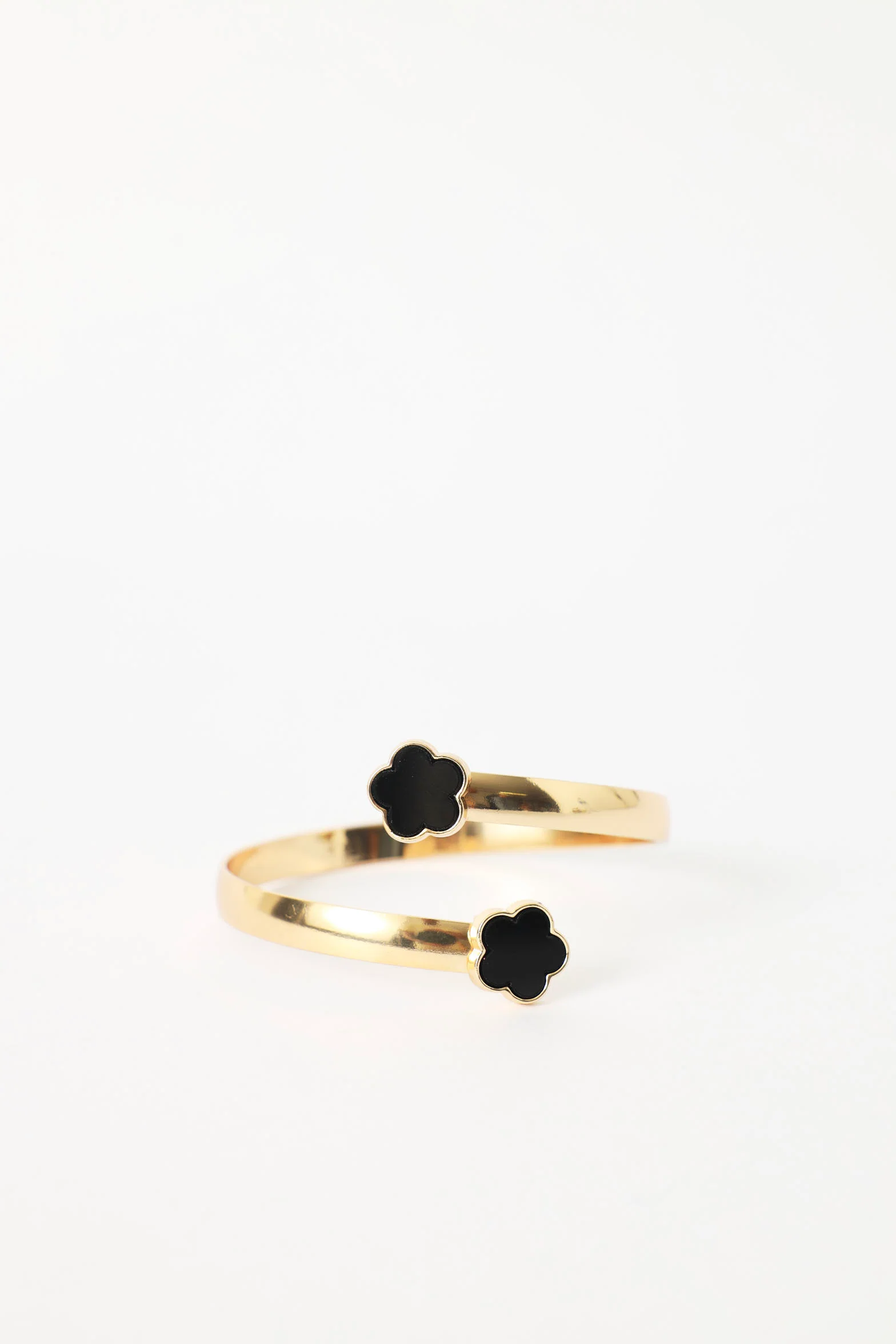 Epoxy Flower Bangle - Black/Gold