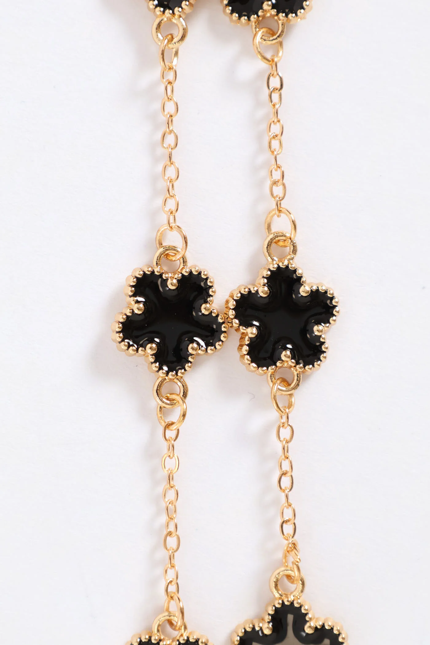 Epoxy Flower Cell Phone Chain - Black/Gold - Image 3