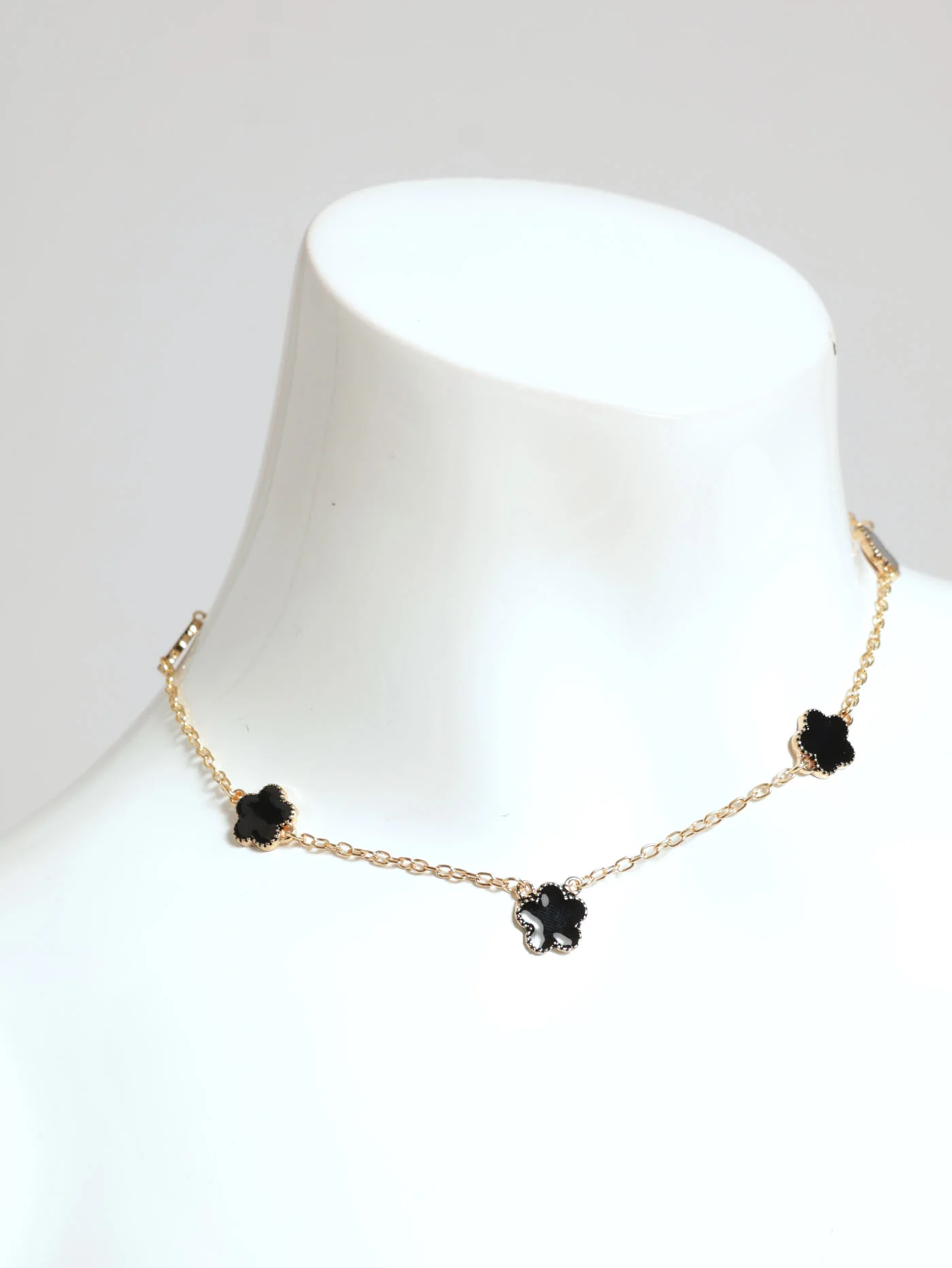 Epoxy Flower Statement Necklace With Matching Bracelet - Gold