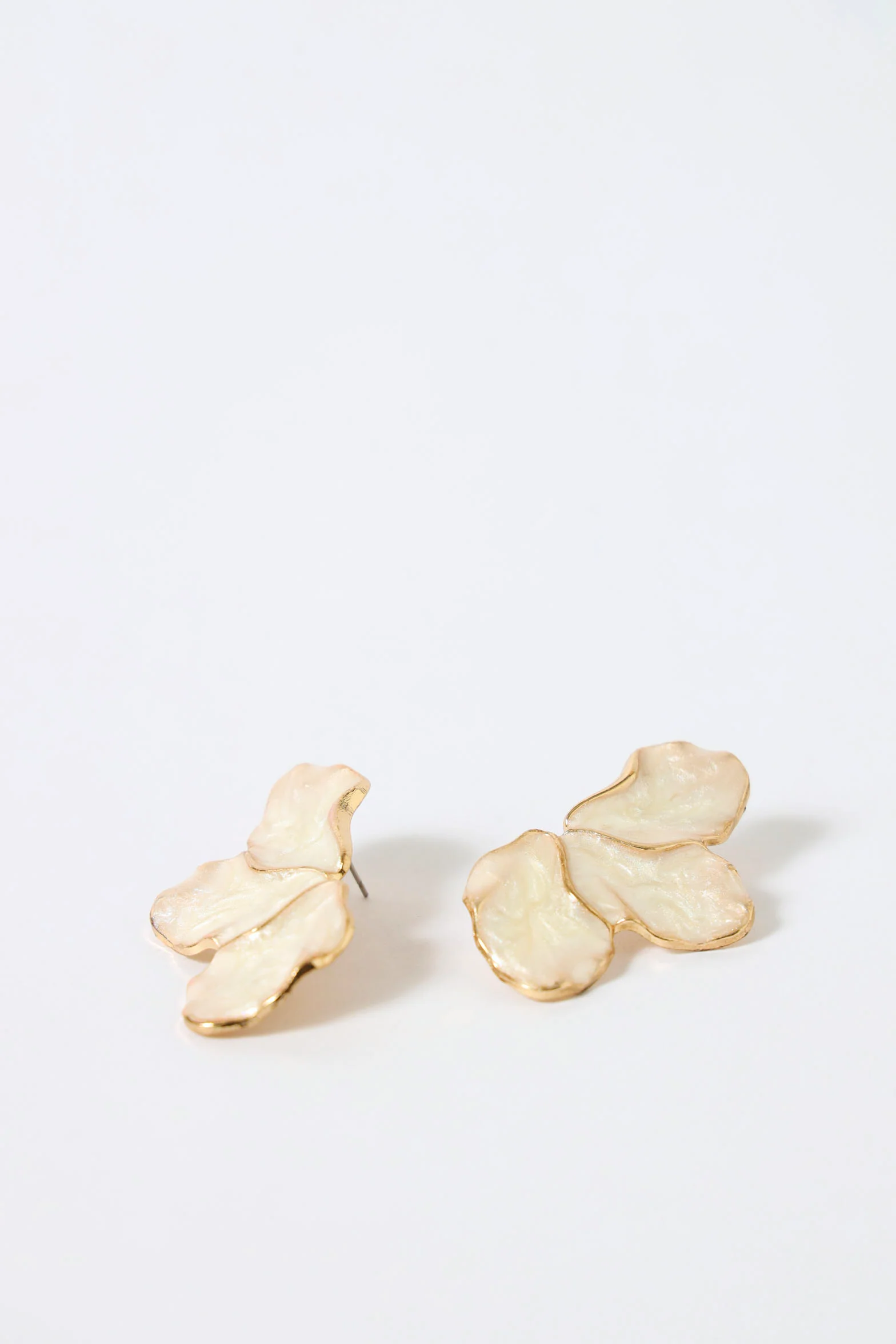 Epoxy Half Flower Statement Earrings - Cream