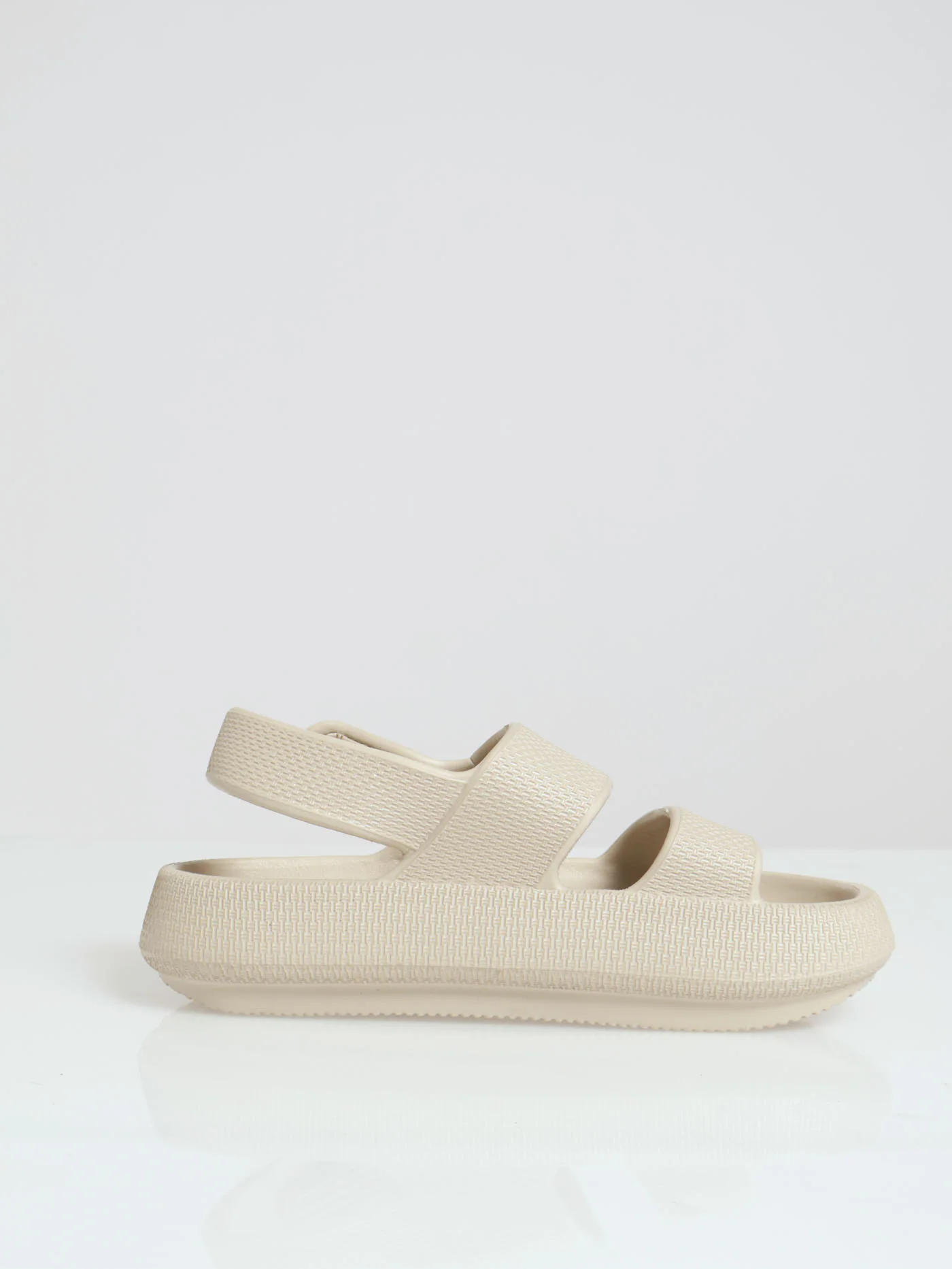 Eva Chunky Double Strap W Back Strap Velcro Sandal - Bone - Image 2