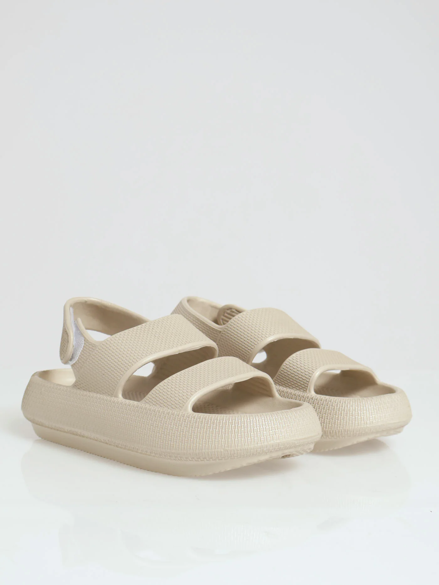 Eva Chunky Double Strap W Back Strap Velcro Sandal - Bone - Image 3