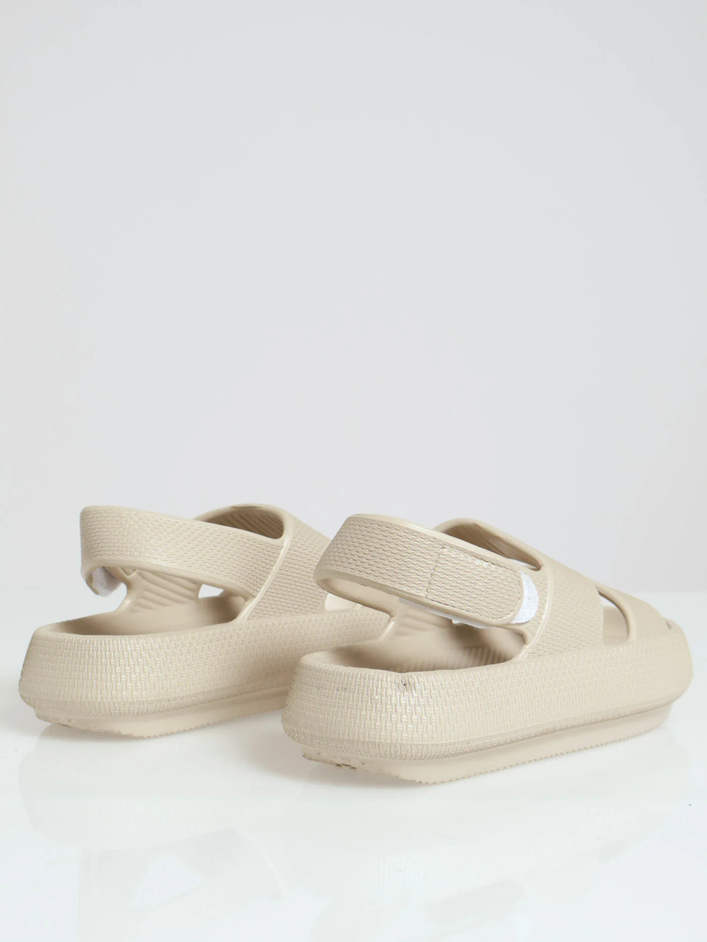 Eva Chunky Double Strap W Back Strap Velcro Sandal - Bone - Image 4