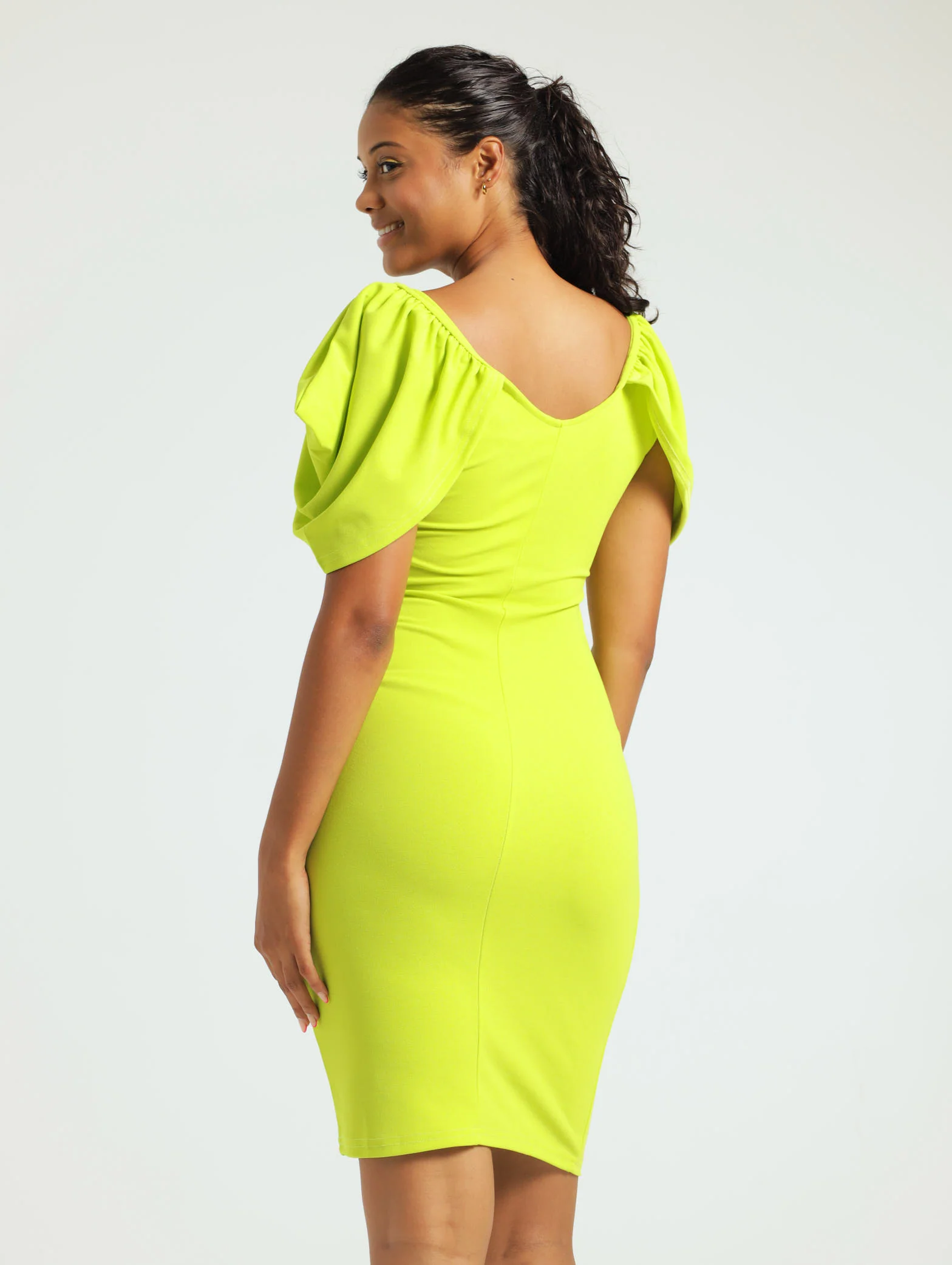 Exagerated Shoulder Detail Mini Dress - Image 3