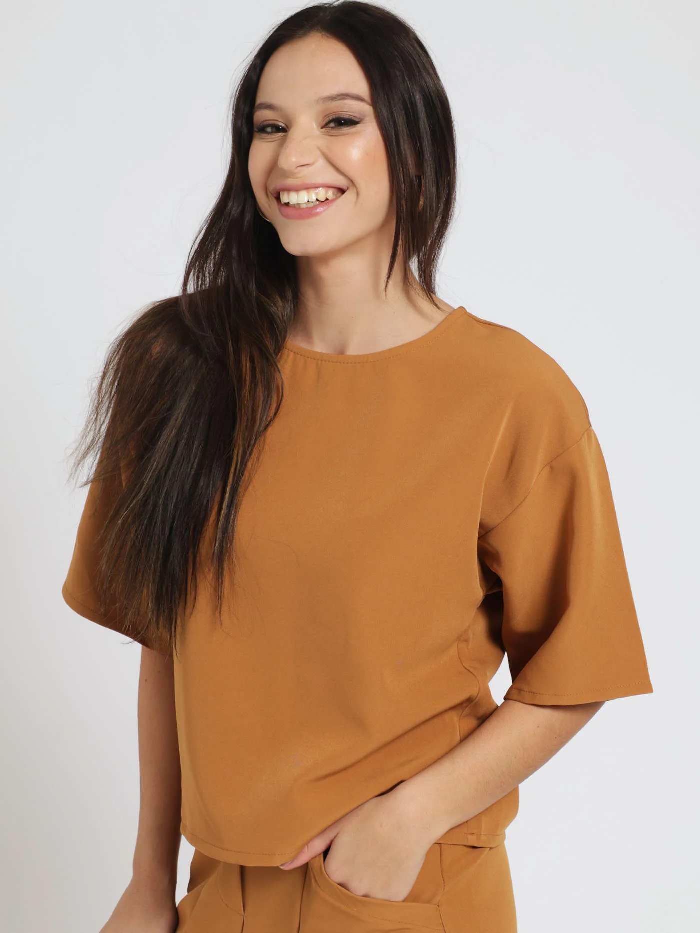 Extended Sleeve Barbi Top - Caramel - Image 2