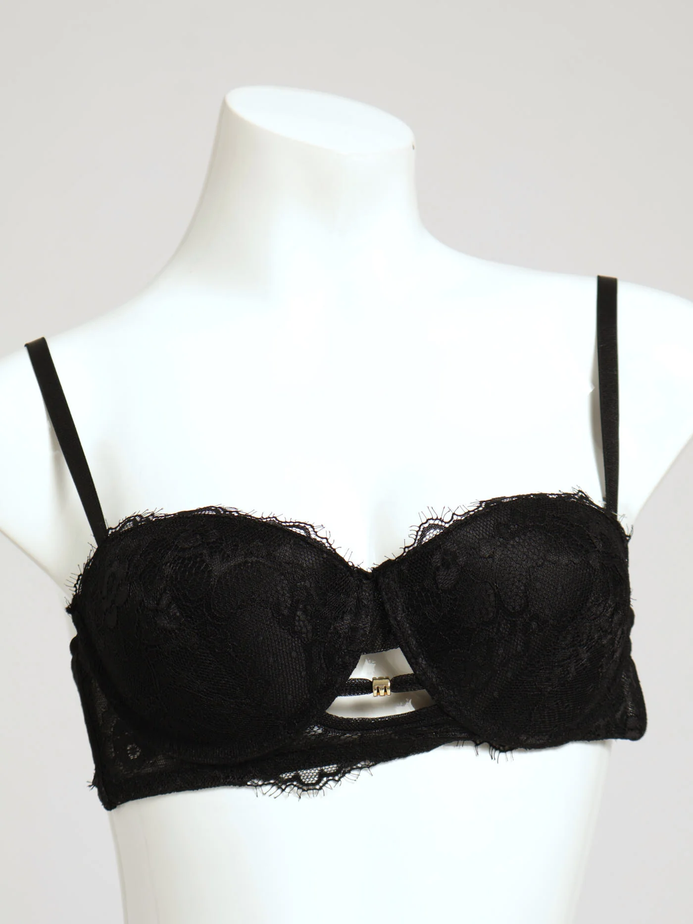Eyelash Lace Balconette Bra - Black