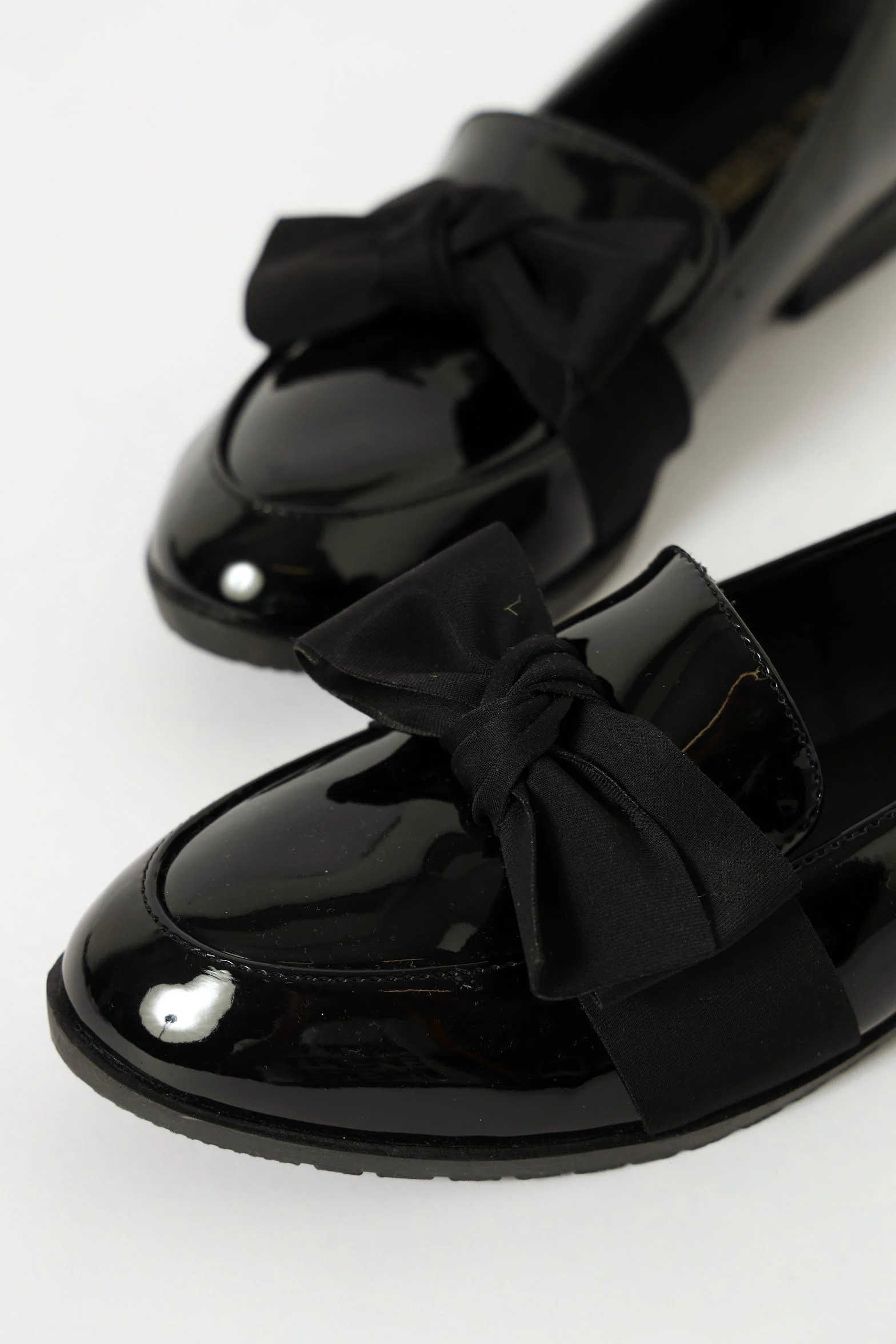 Fabric Bow Patent Loafer - Black - Image 3