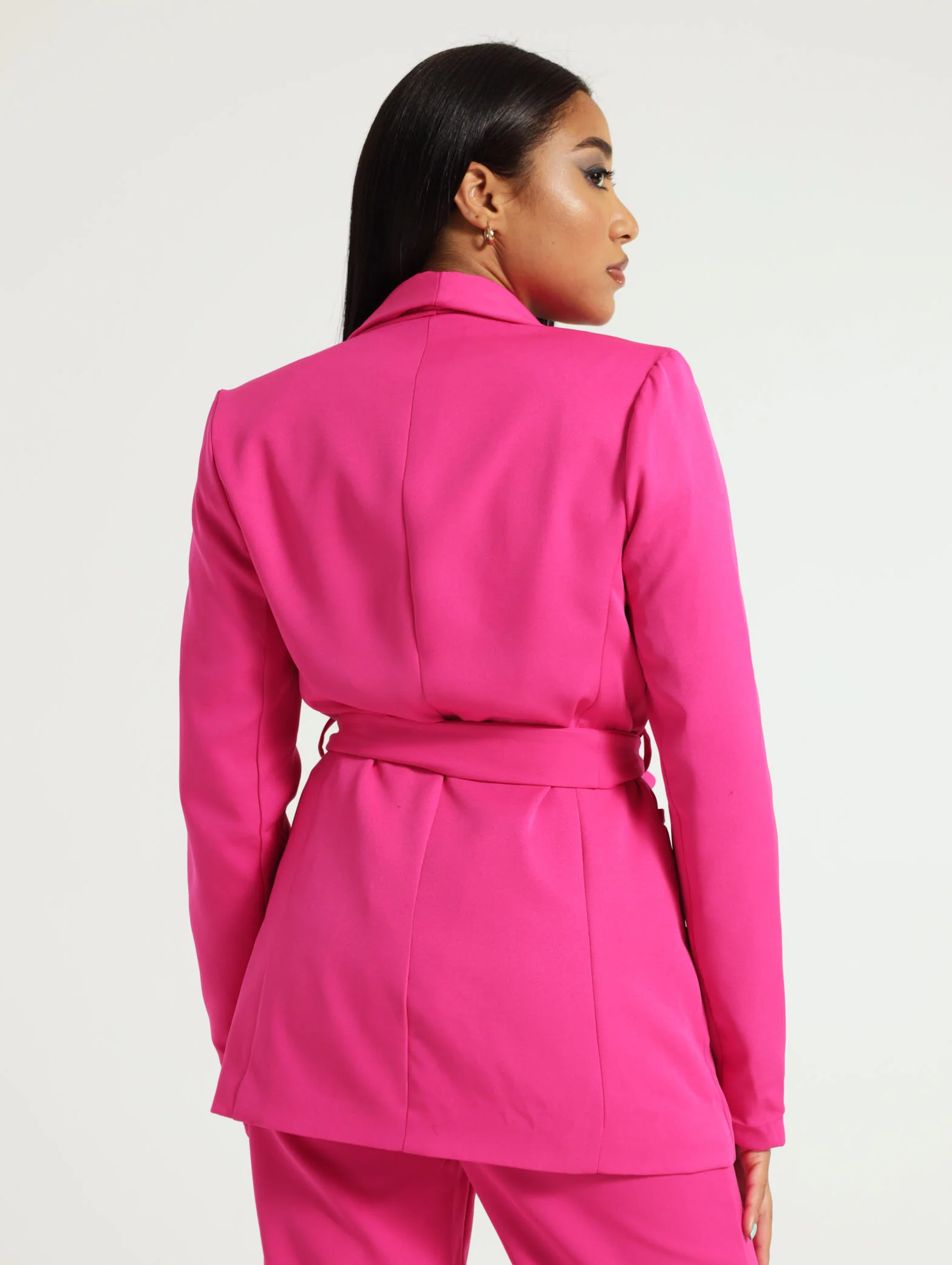 Fabric Waist Tie Belt Blazer - Image 4
