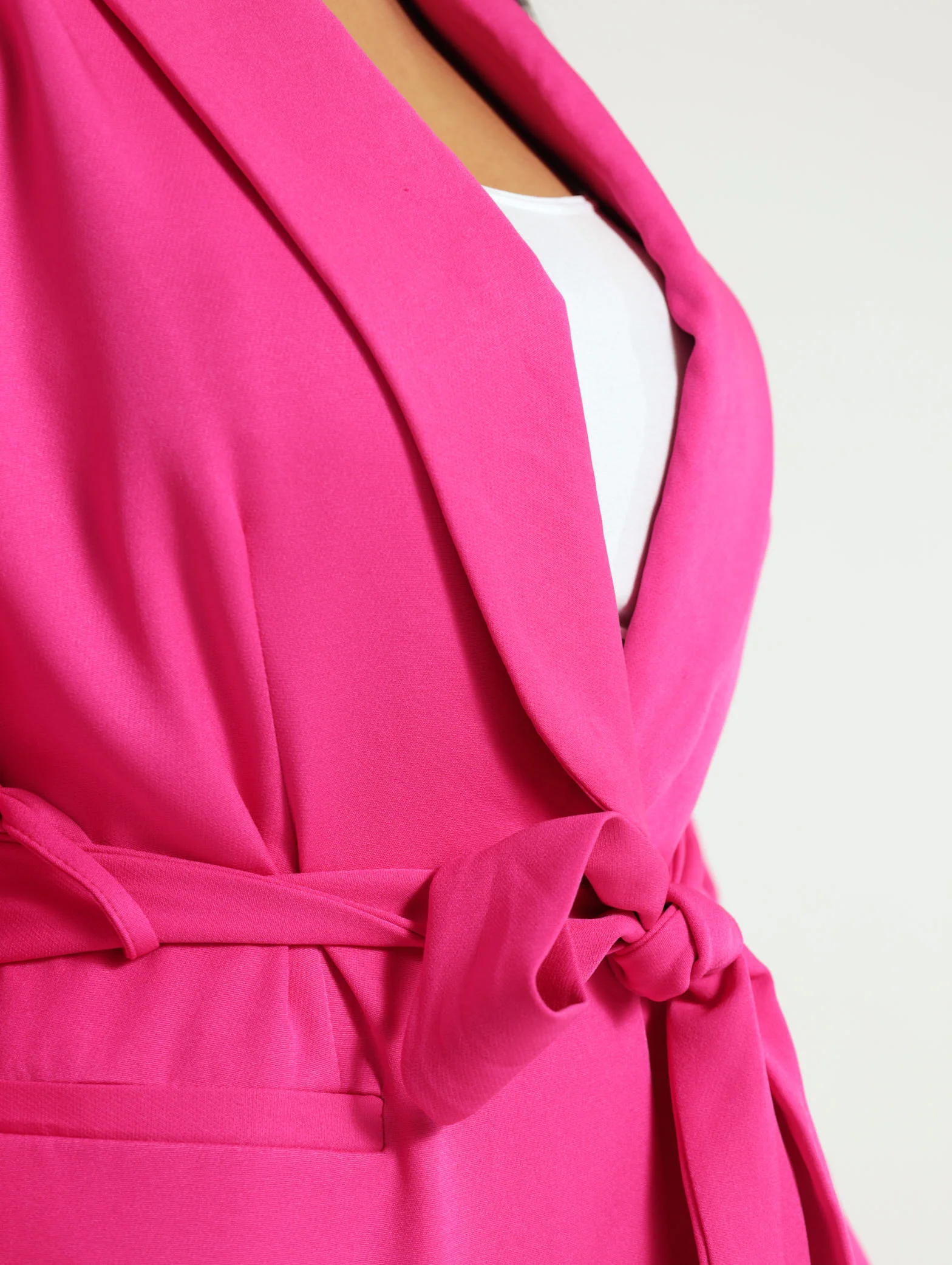 Fabric Waist Tie Belt Blazer - Image 5