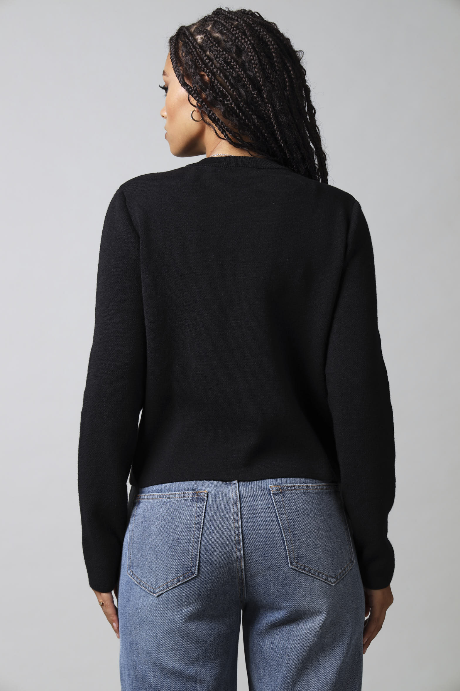 Fancy Button Cardigan - Black - Image 5