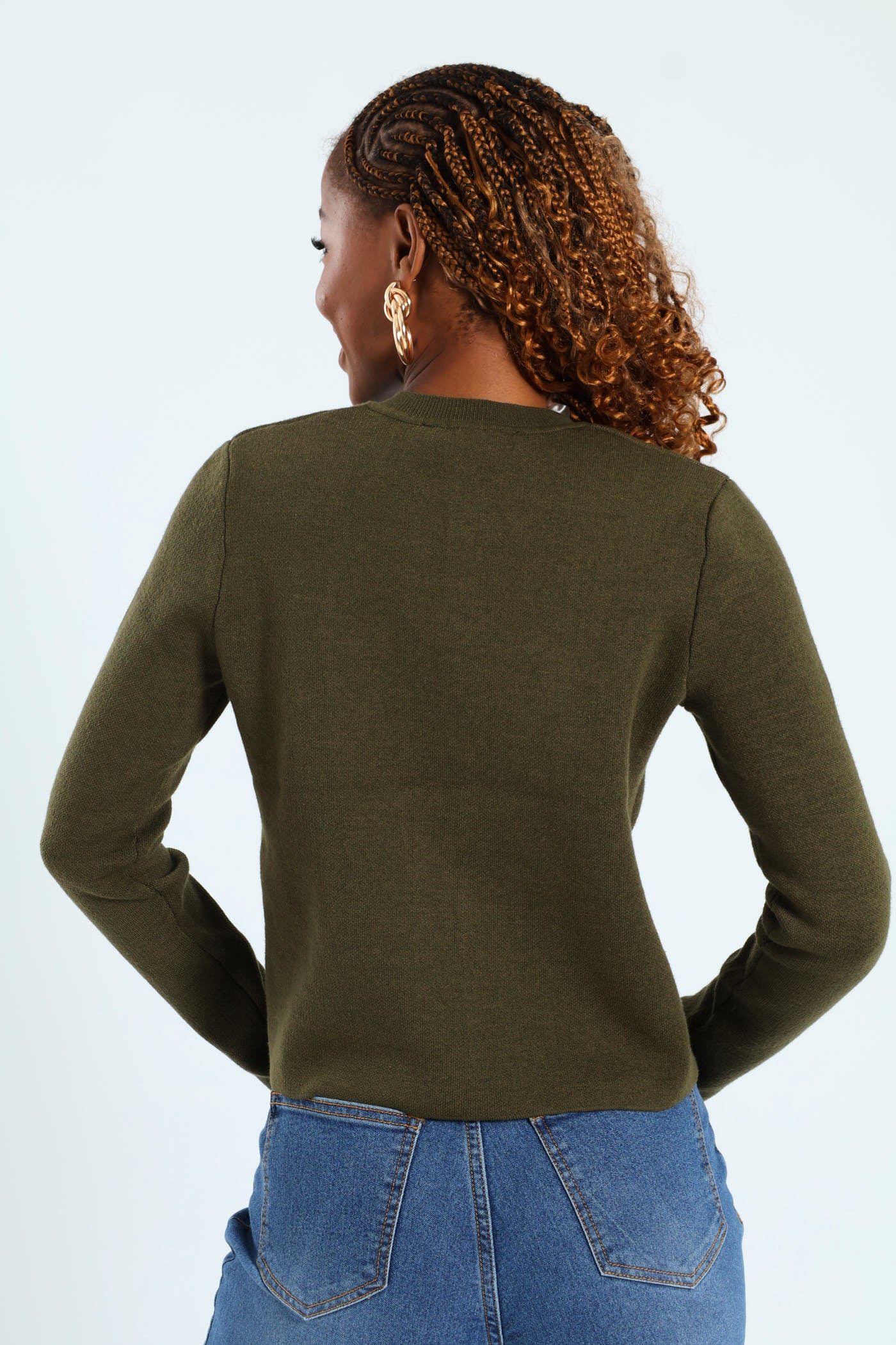 Fancy Button Cardigan - Fatigue - Image 4