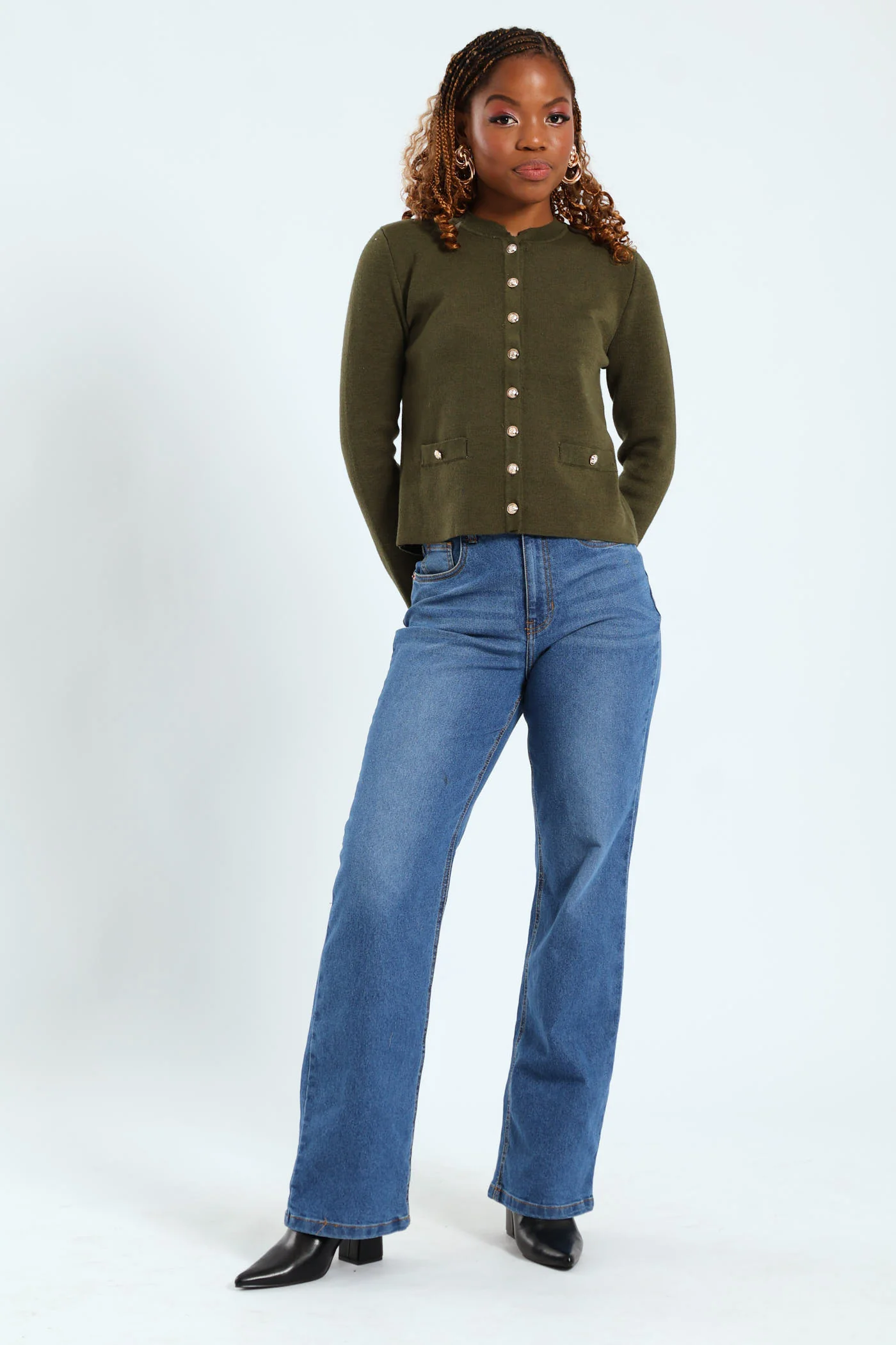 Fancy Button Cardigan - Fatigue - Image 5
