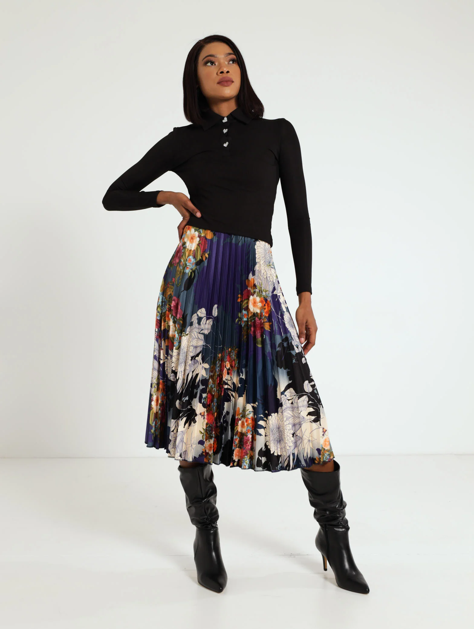 Fancy Button Collared Rib Top - Image 2