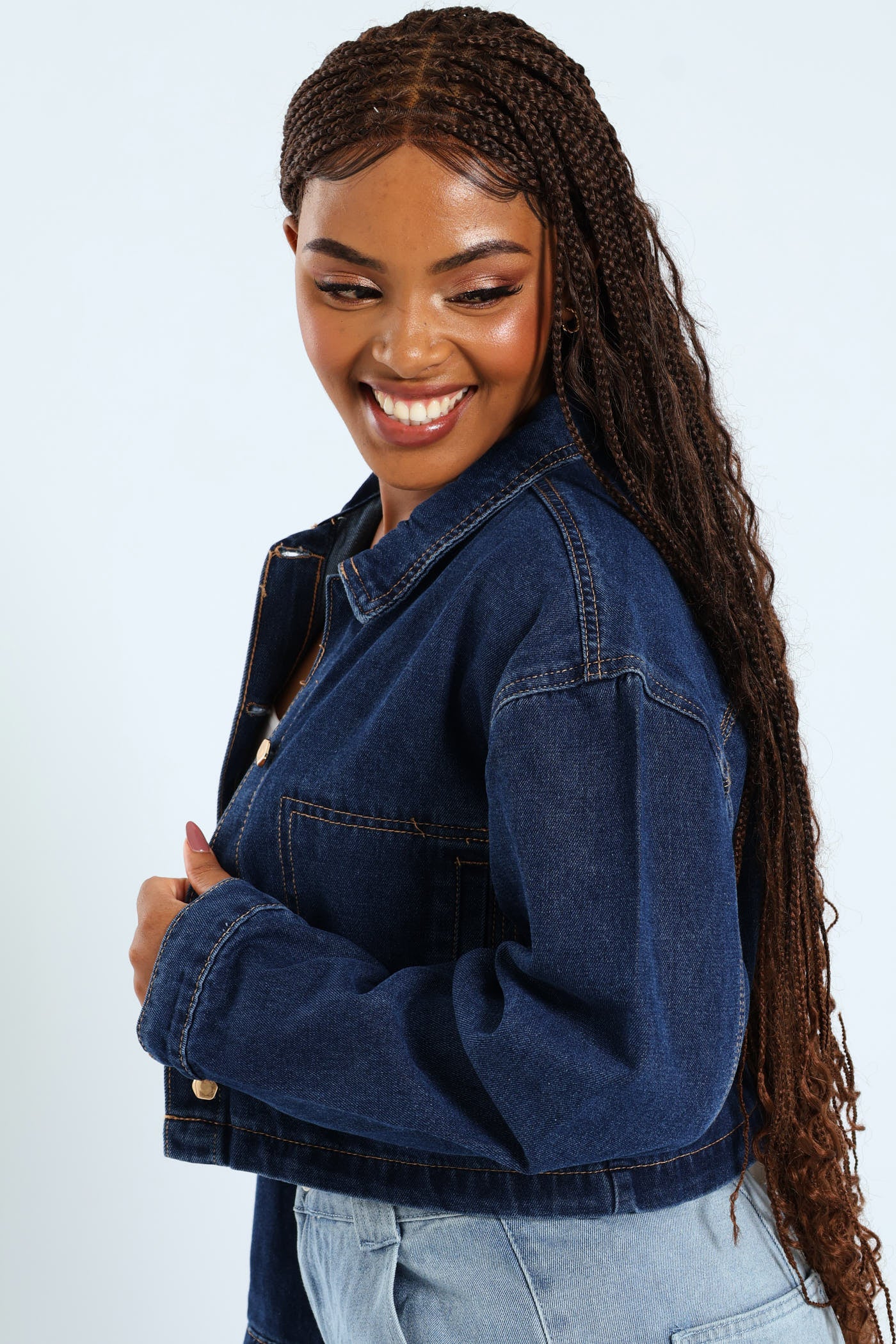 Fancy Button Dark Wash Jacket - Ink - Image 2
