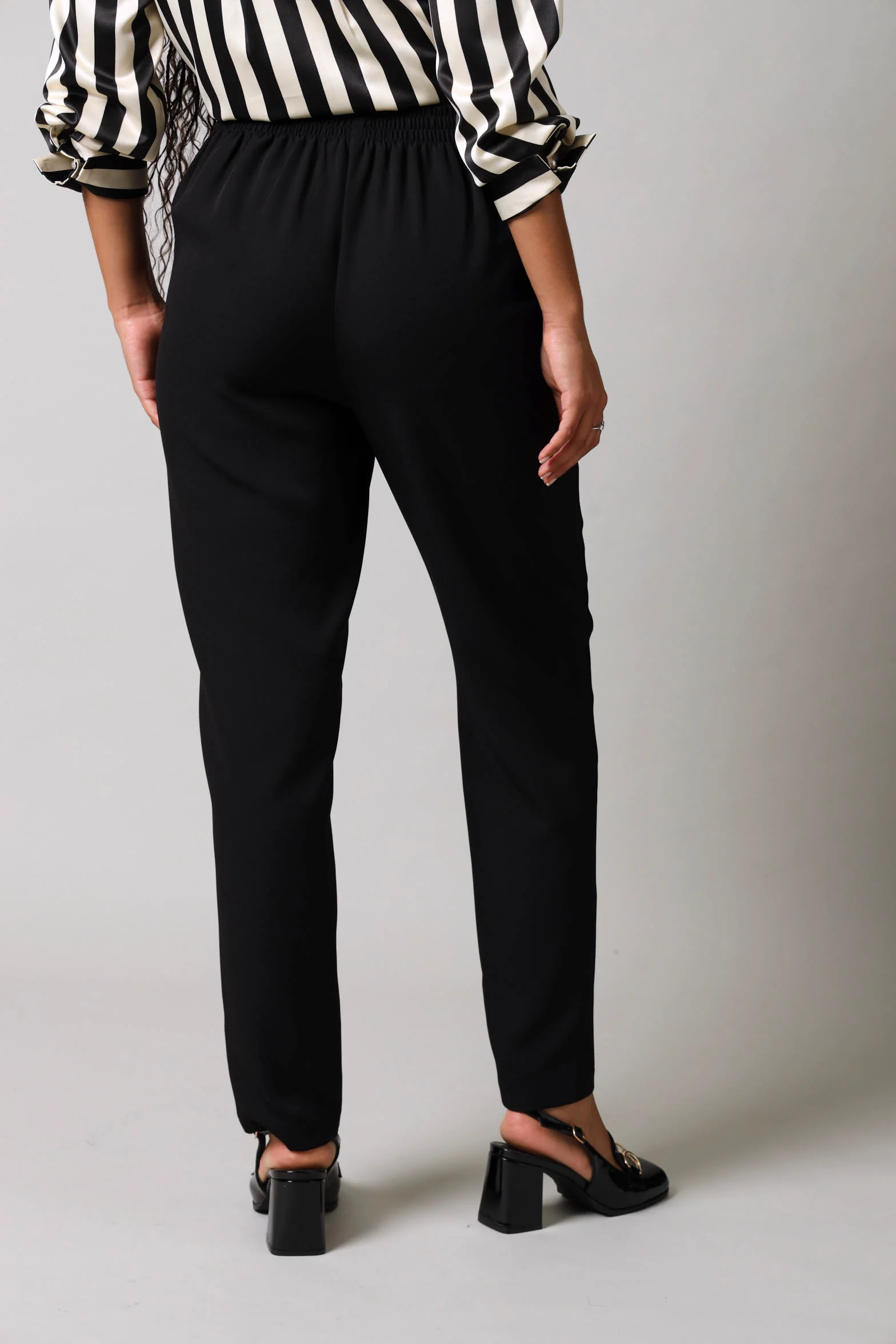 Fancy Button Slim Leg Pants - Black - Image 5