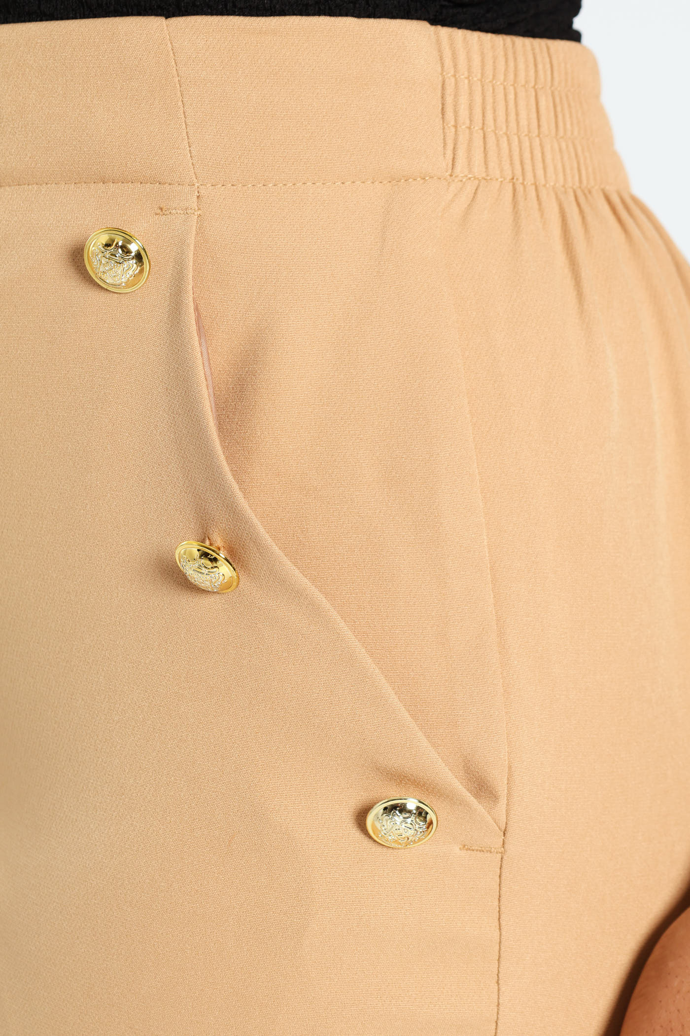 Fancy Button Slim Leg Pants - Coffee - Image 2