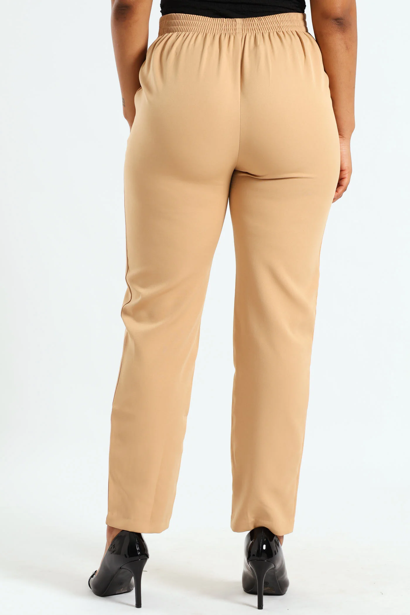 Fancy Button Slim Leg Pants - Coffee - Image 4