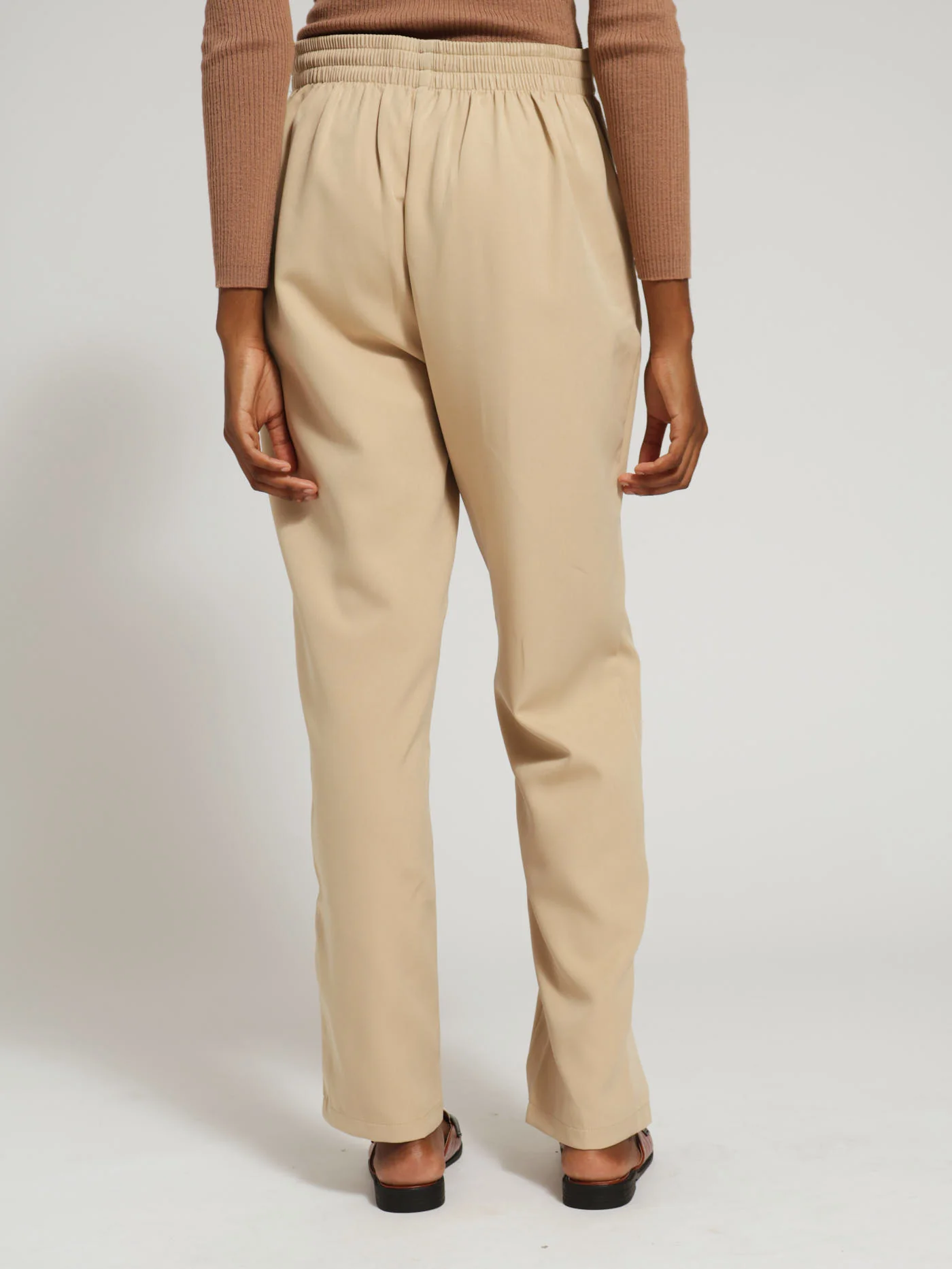 Fancy Button Slim Leg Pants - Nude - Image 3