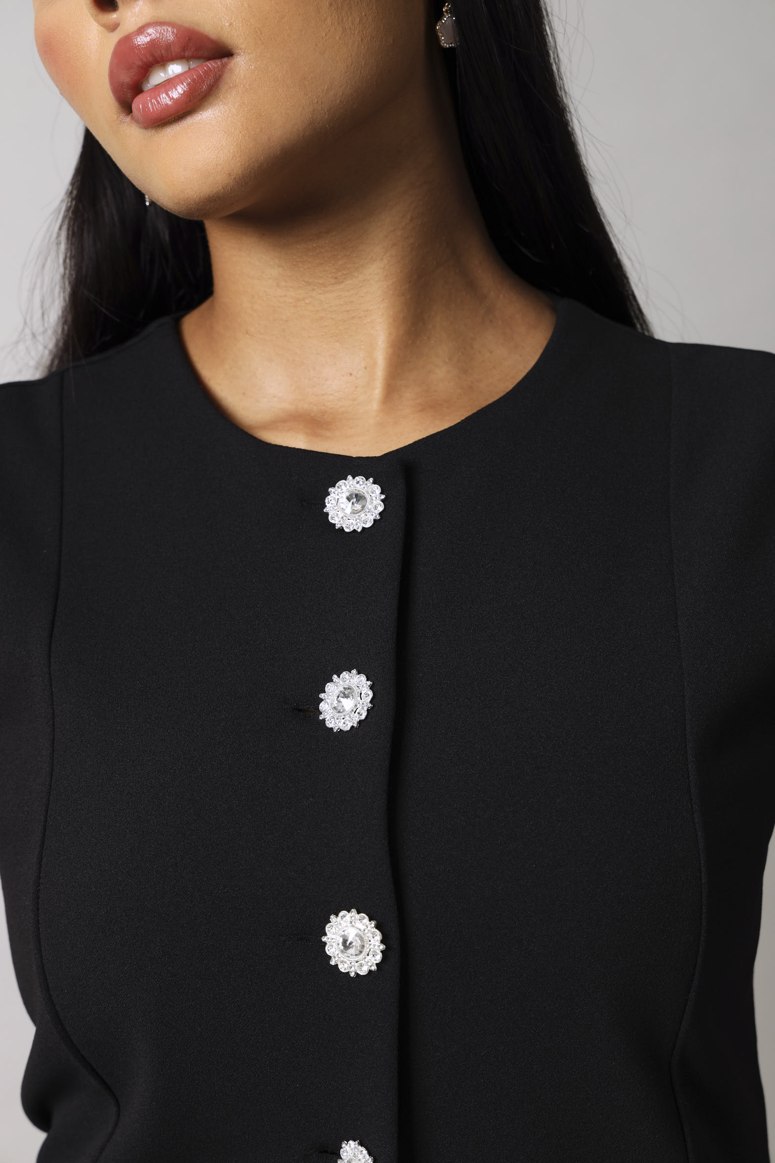 Fancy Button Waistcoat - Black - Image 4