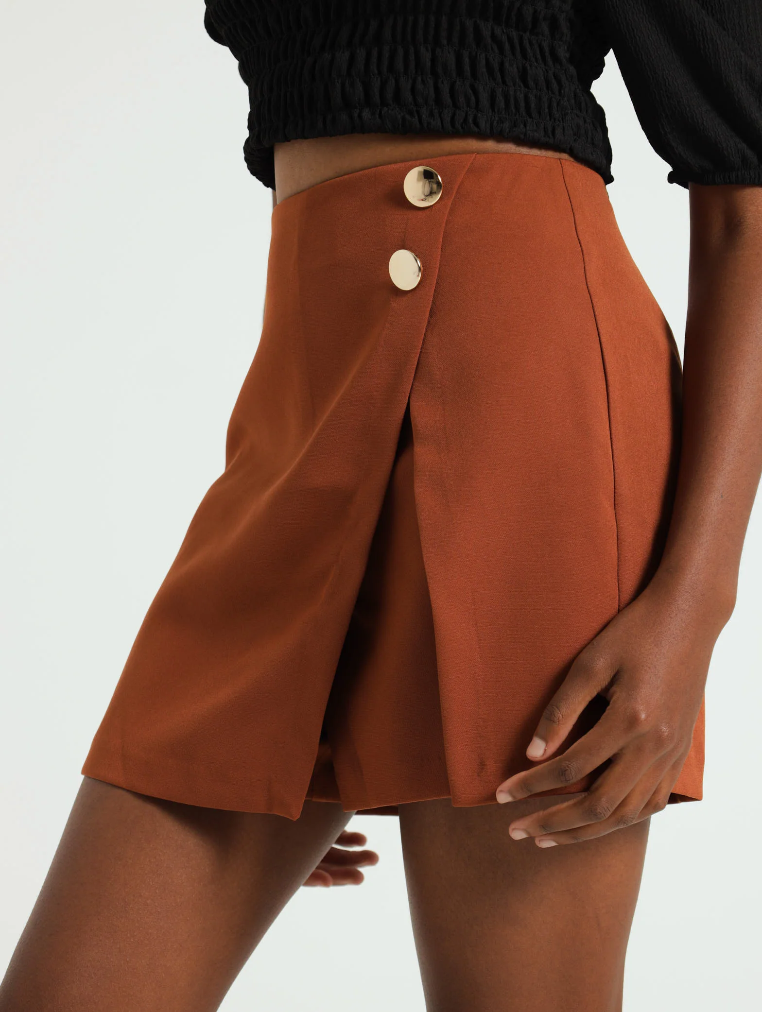 Fancy Button Wrap Over Skort - Image 2