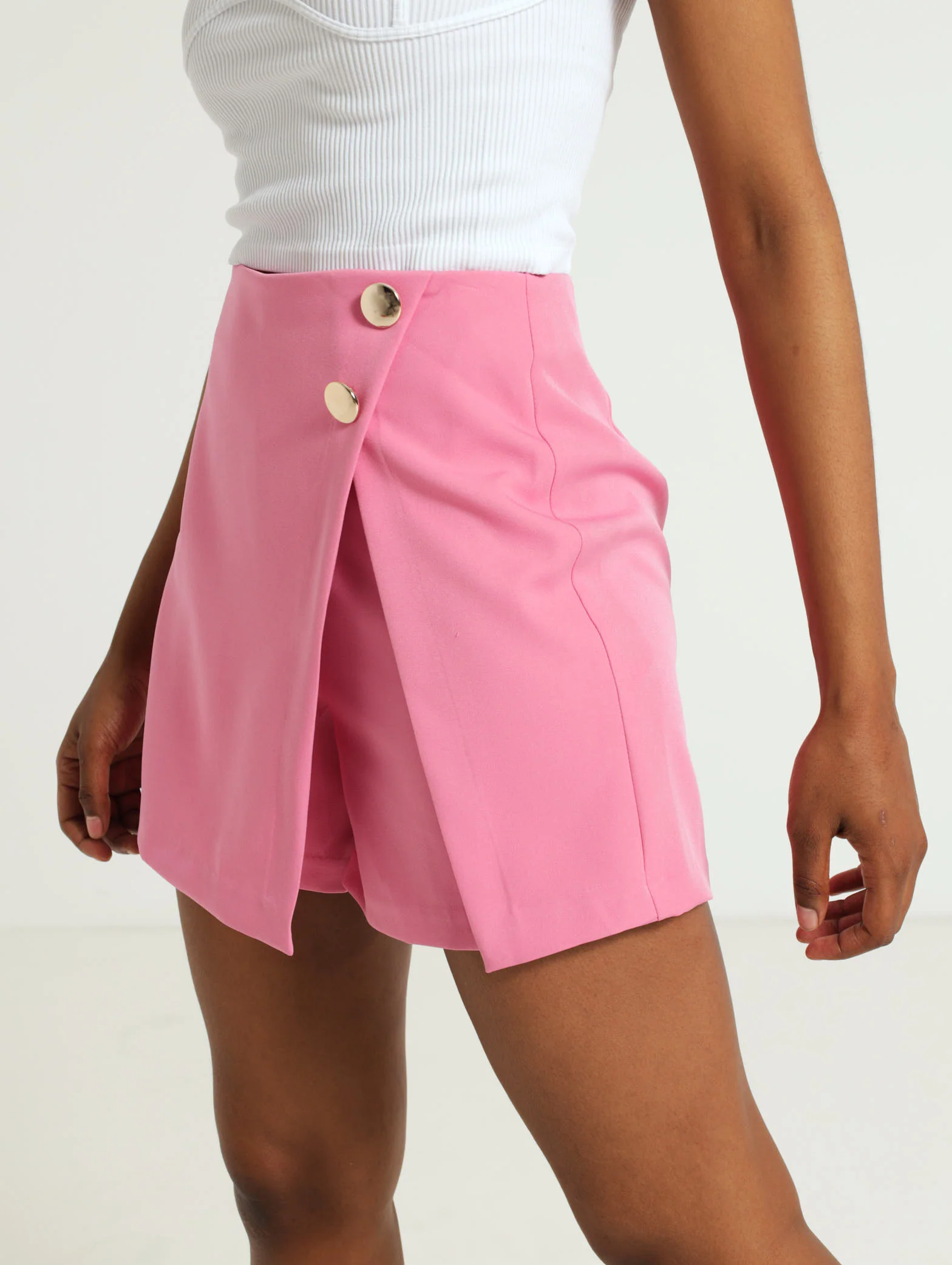Fancy Button Wrap Over Skort - Image 2