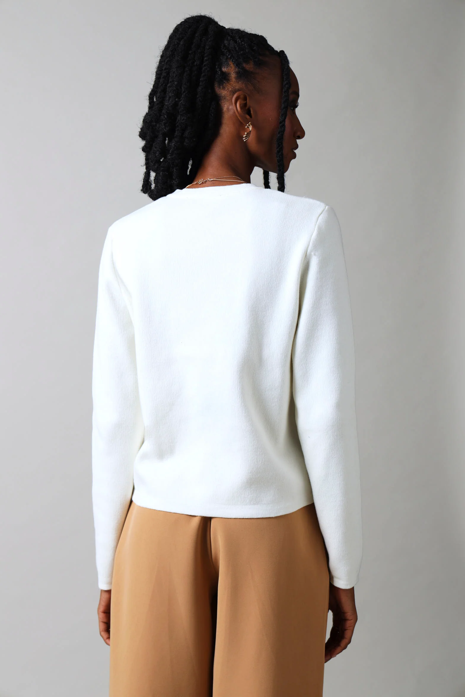 Fancy Buttons Cardigan - Cream - Image 4